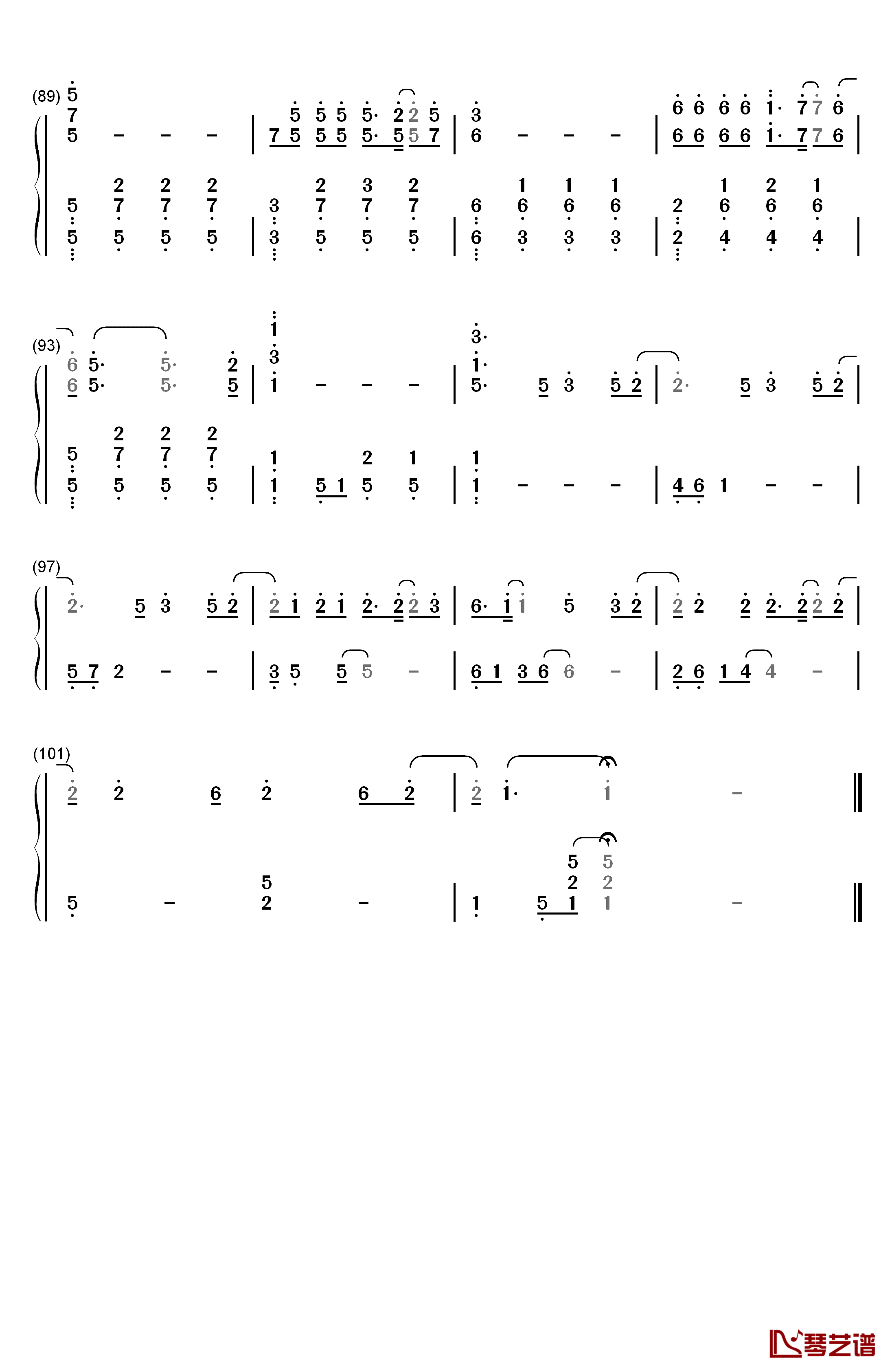 假装钢琴简谱-数字双手-陈雪凝5
