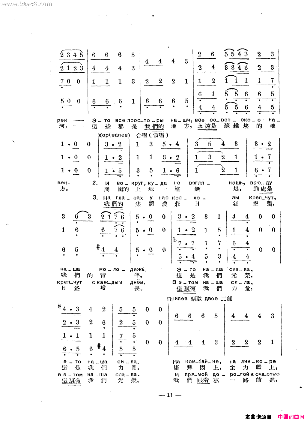 集体农庄的青年之歌简谱1