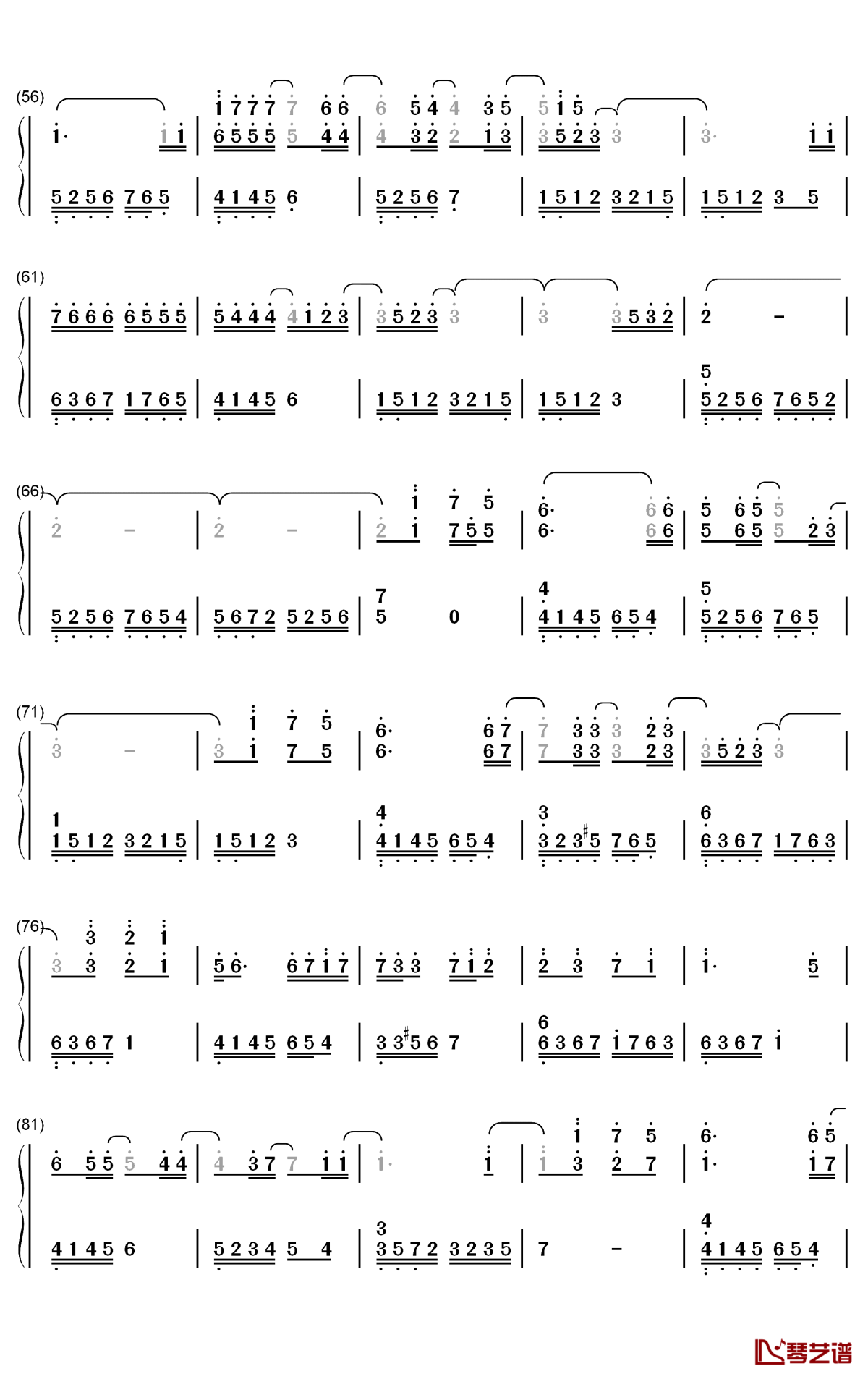 Muyuuka钢琴简谱-数字双手-RURUTIA ルルティア3