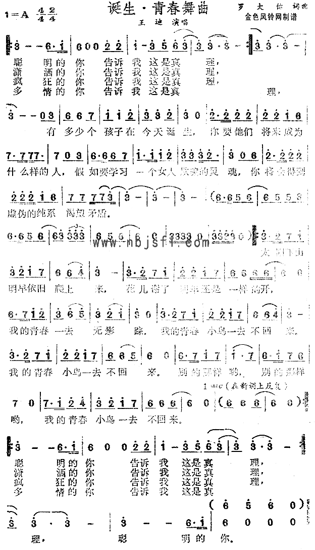 诞生·青春舞曲简谱1