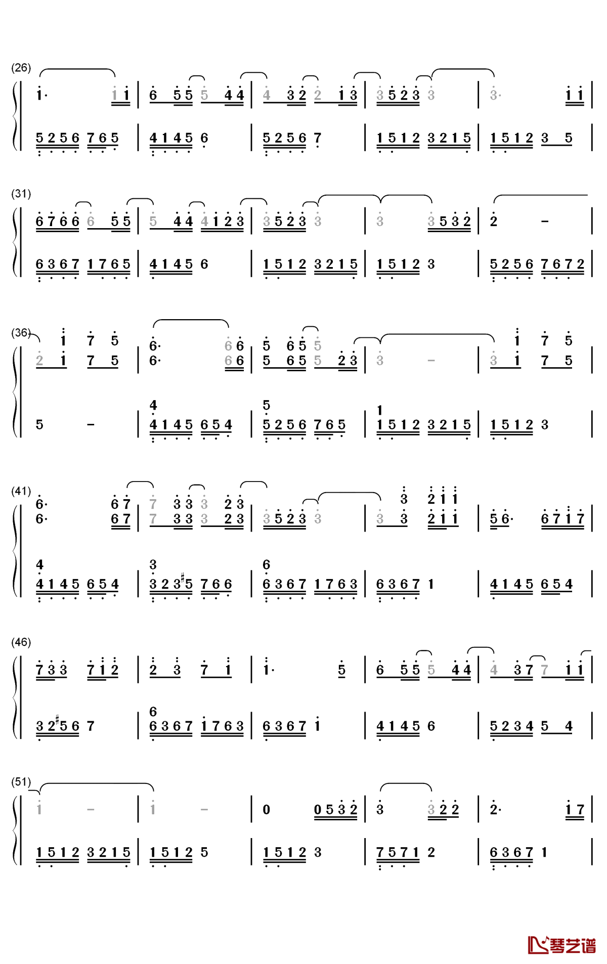 Muyuuka钢琴简谱-数字双手-RURUTIA ルルティア2