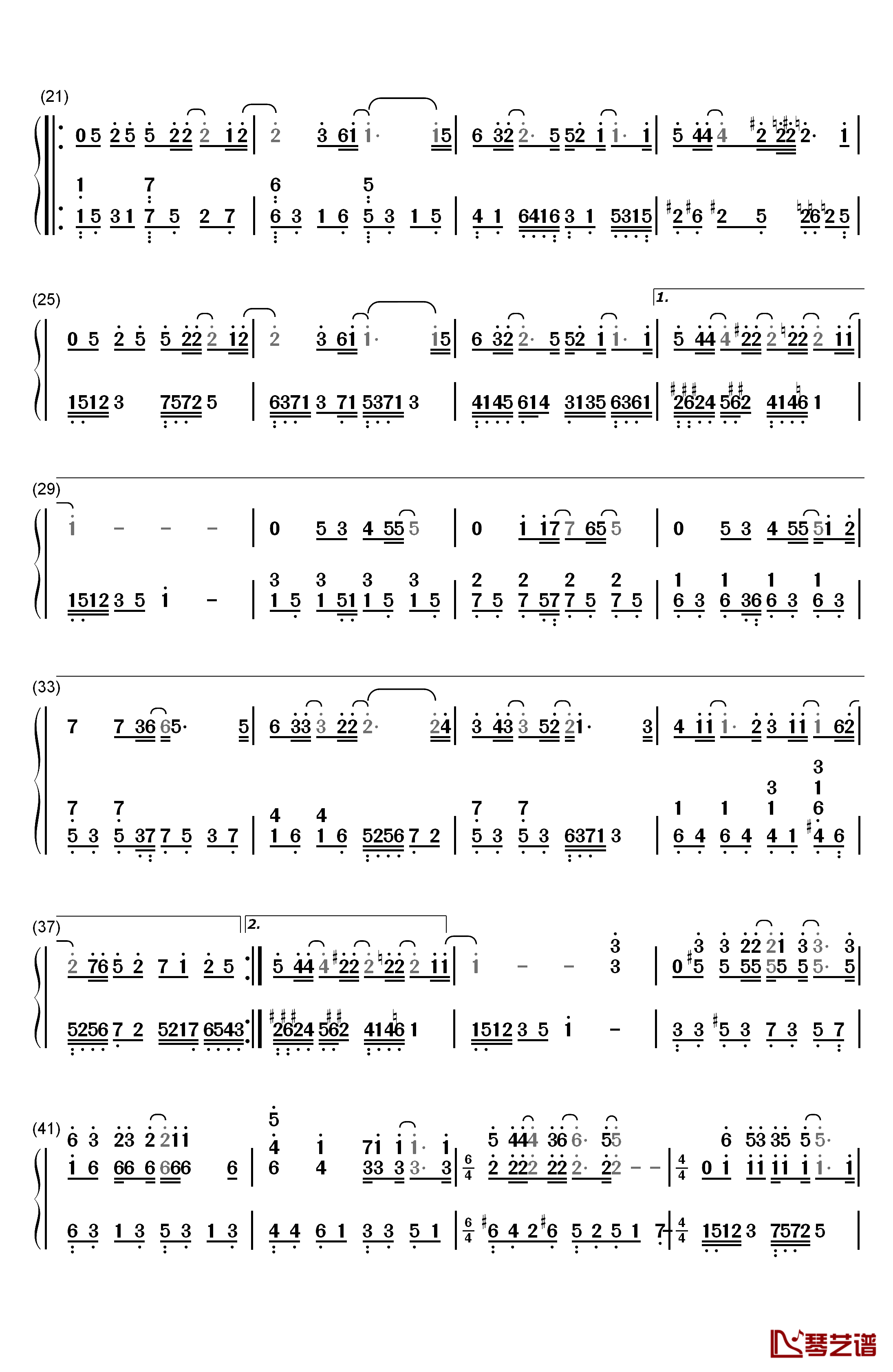 专属天使钢琴简谱-数字双手-Tank2