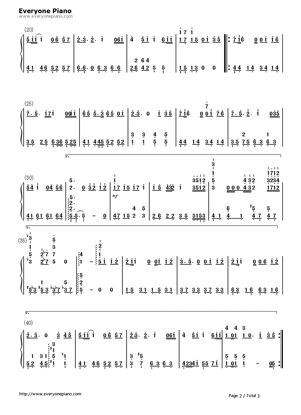 手心的太阳钢琴简谱-数字双手-张韶涵2