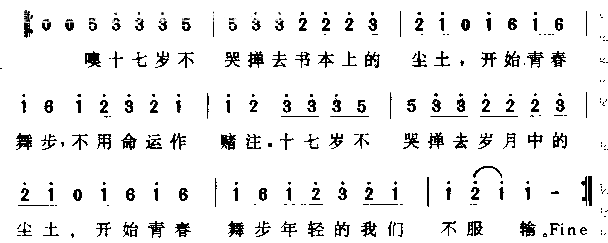 十七岁不哭简谱-李蓓演唱1