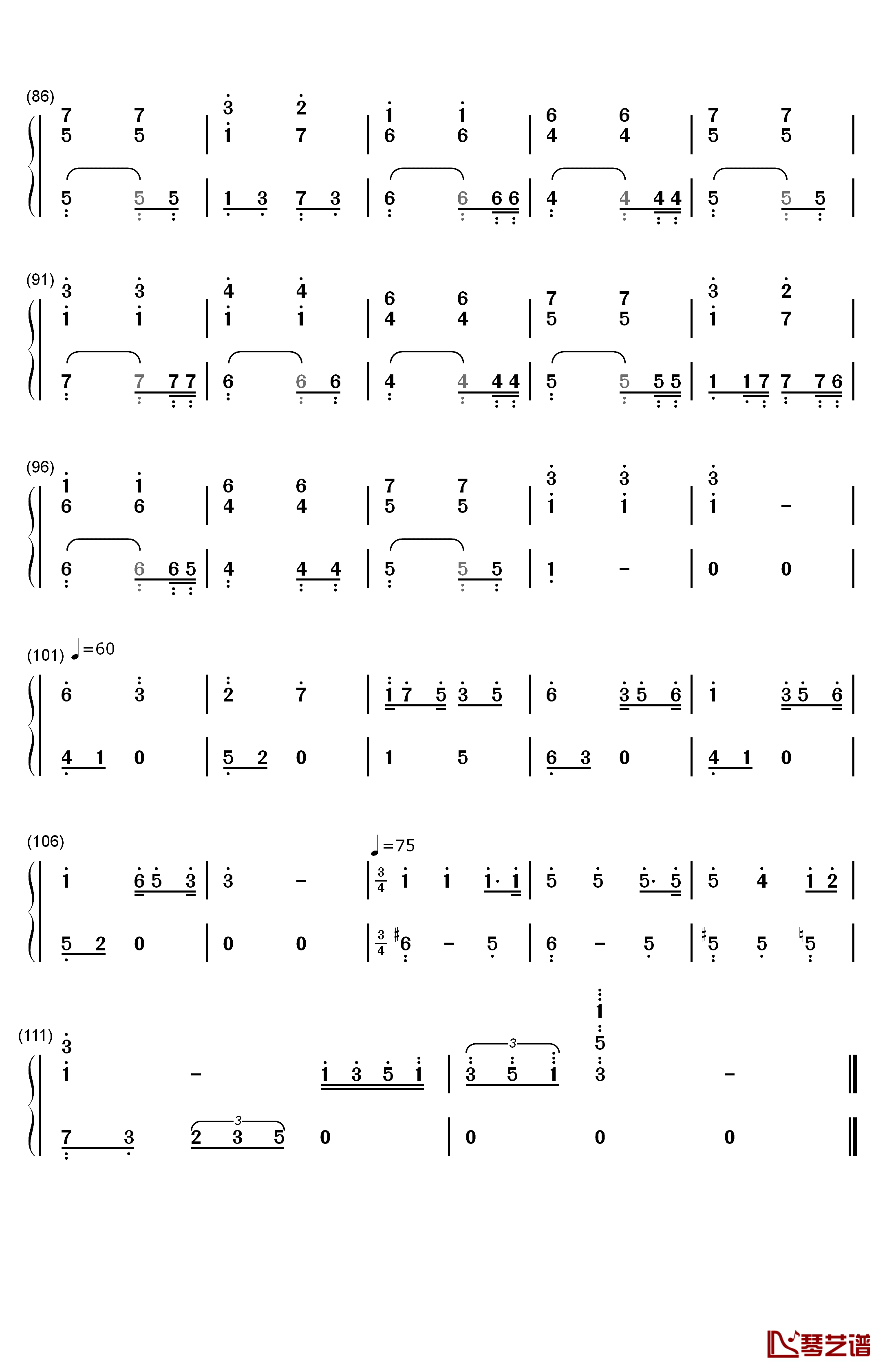 我的歌声里简易伴奏版钢琴简谱-数字双手-曲婉婷4