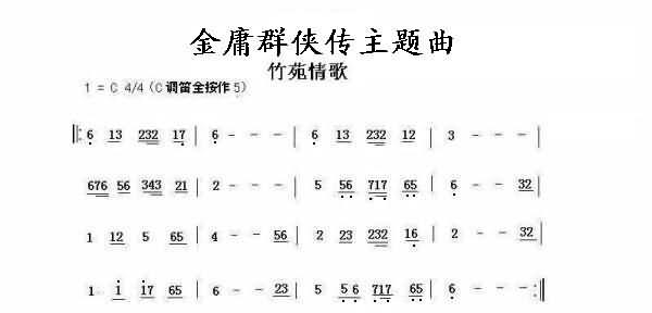 金庸群侠传主题曲谱竹苑简谱1