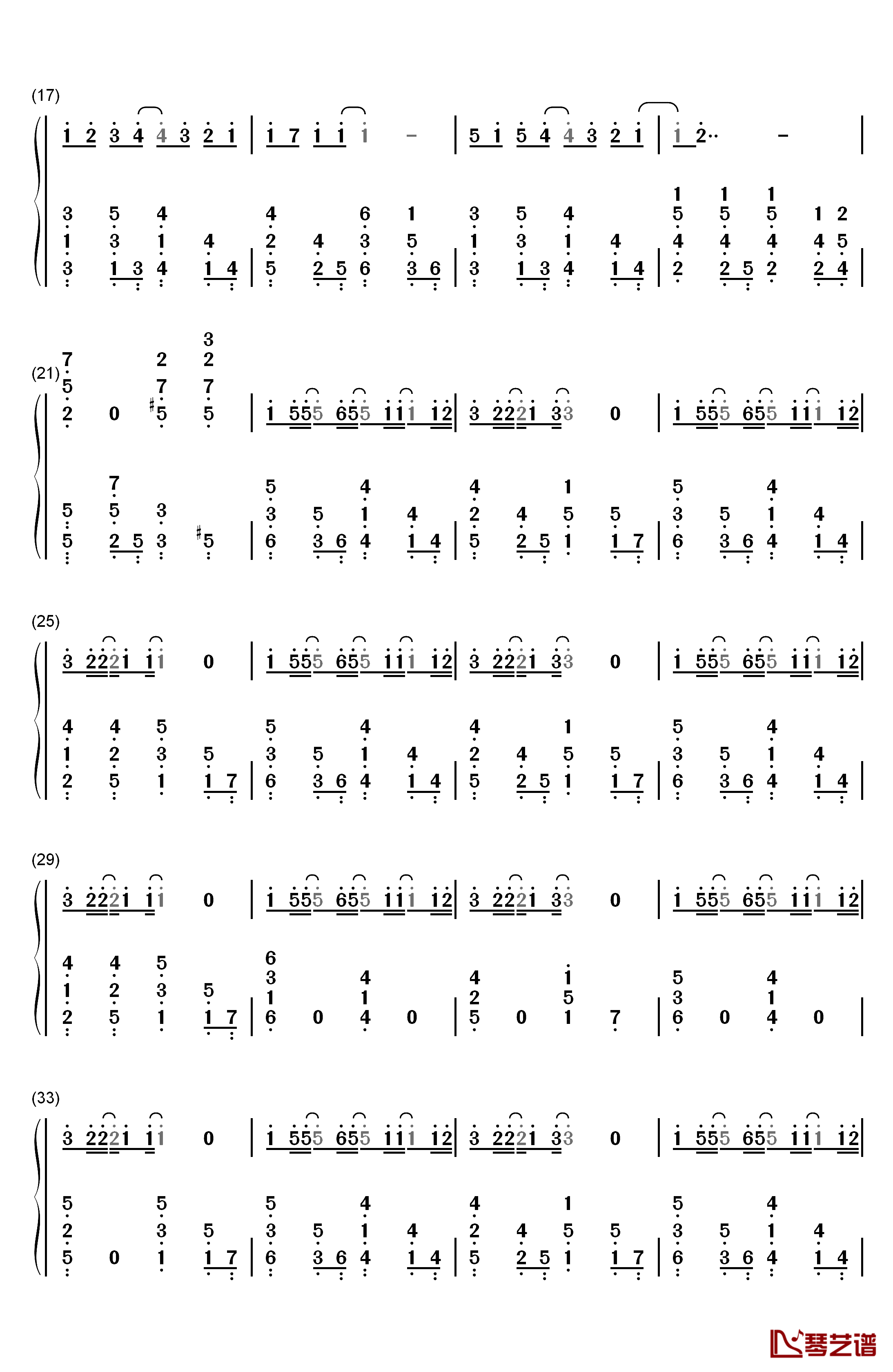 不变的永恒钢琴简谱-数字双手-奥华子2