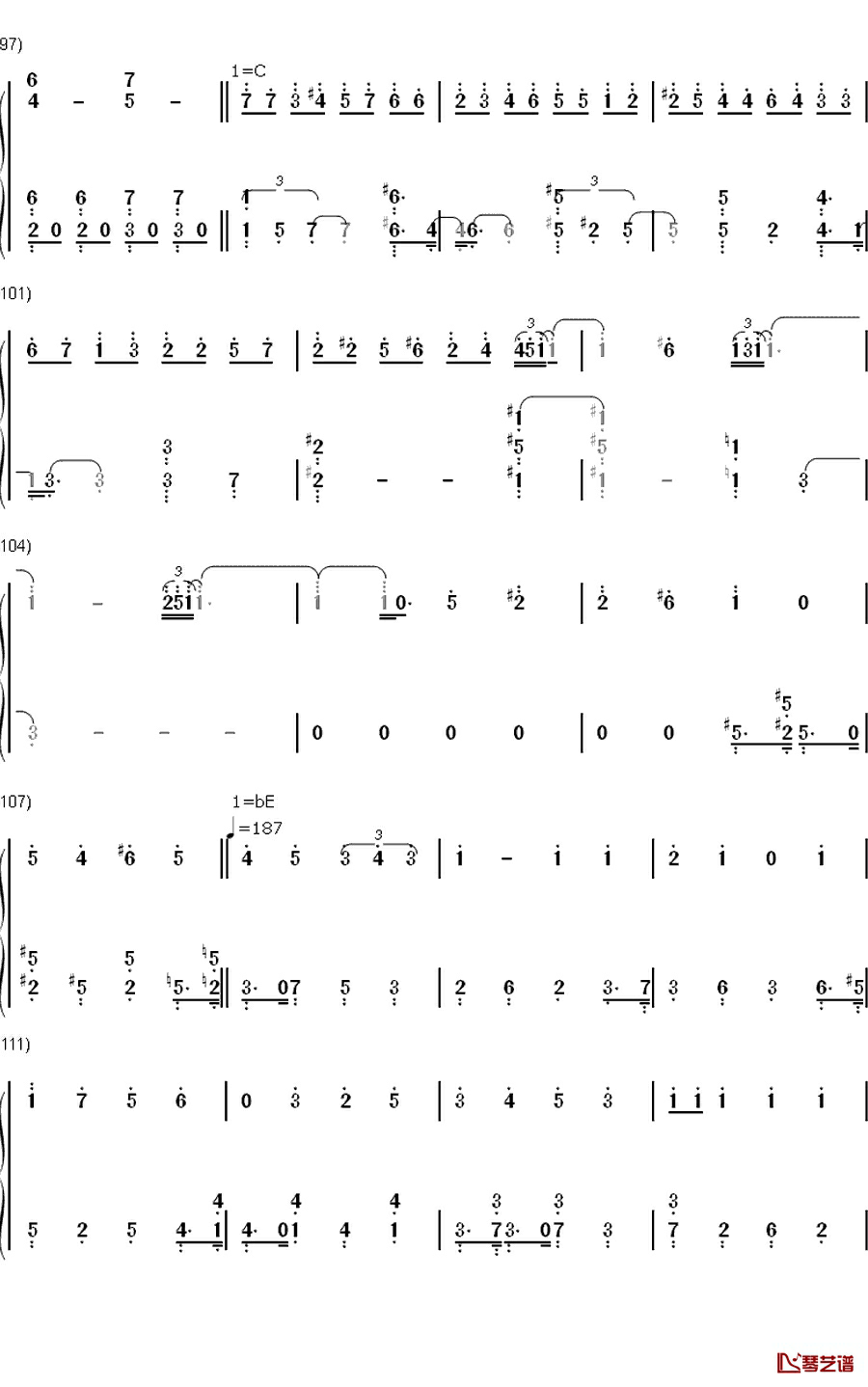 深海のリトルクライ钢琴简谱-数字双手-土岐麻子6