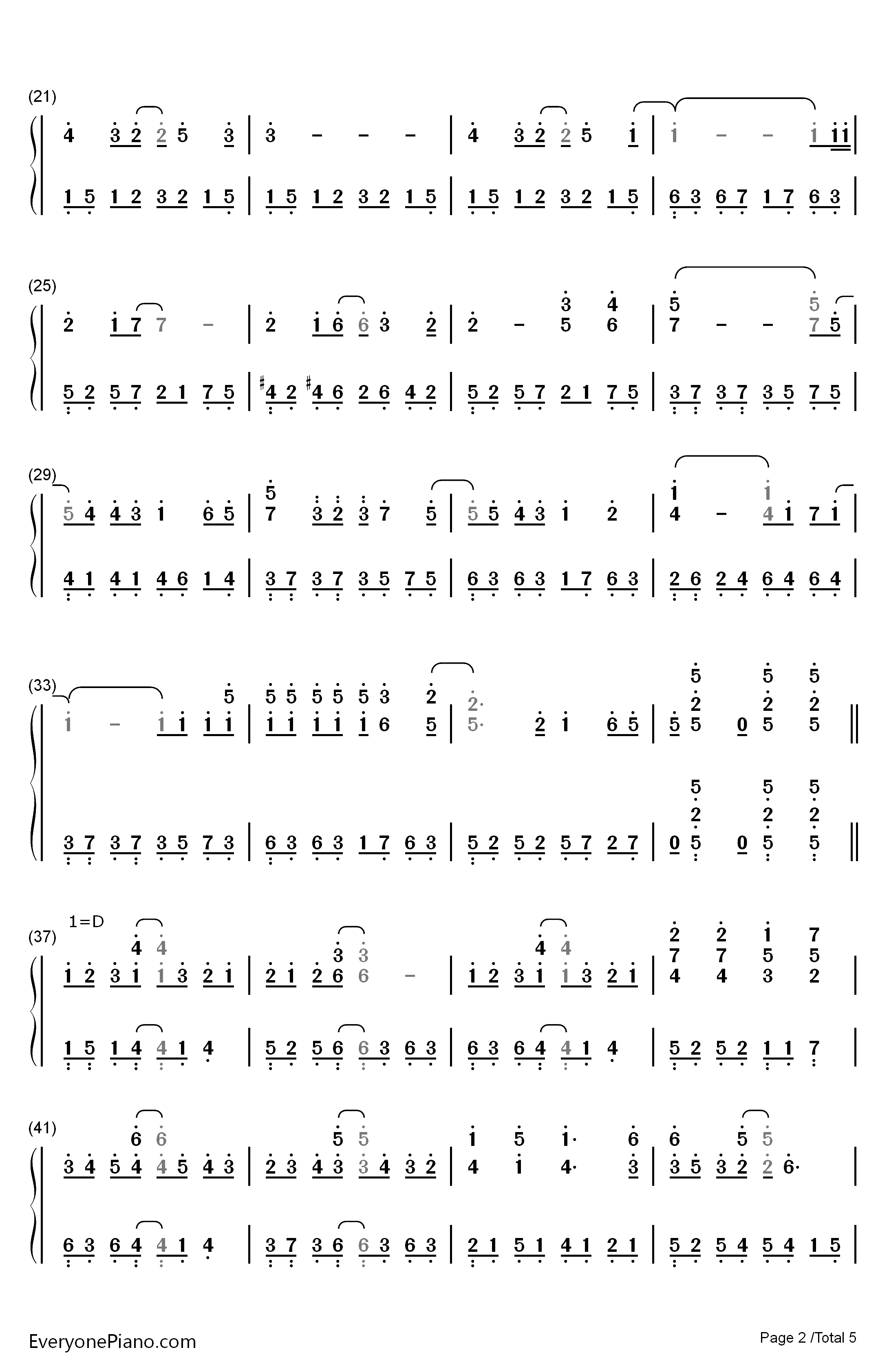 ひとつのハートで钢琴简谱-数字双手-三重野瞳2