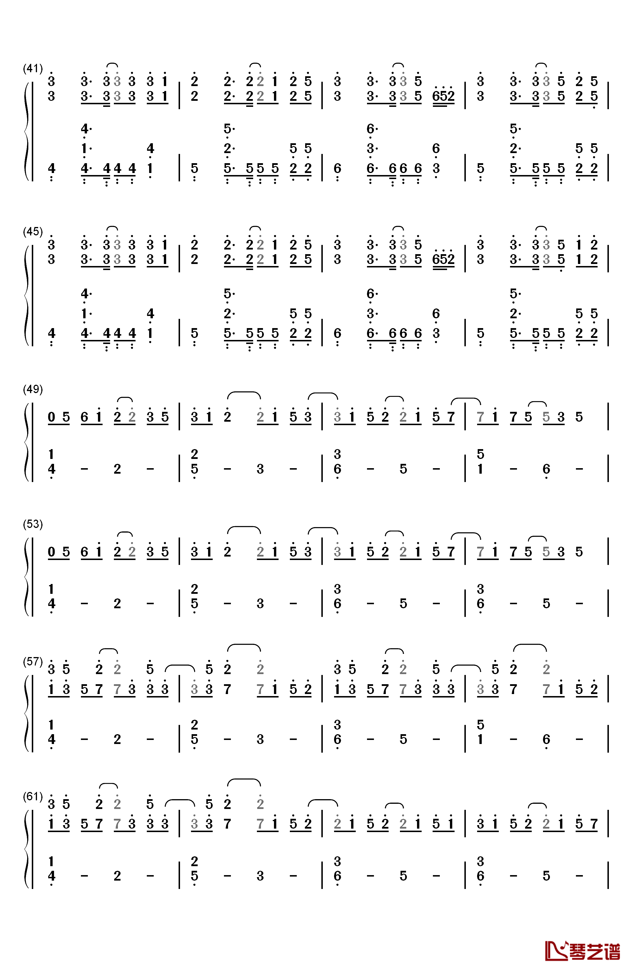 China钢琴简谱-数字双手-徐梦圆3