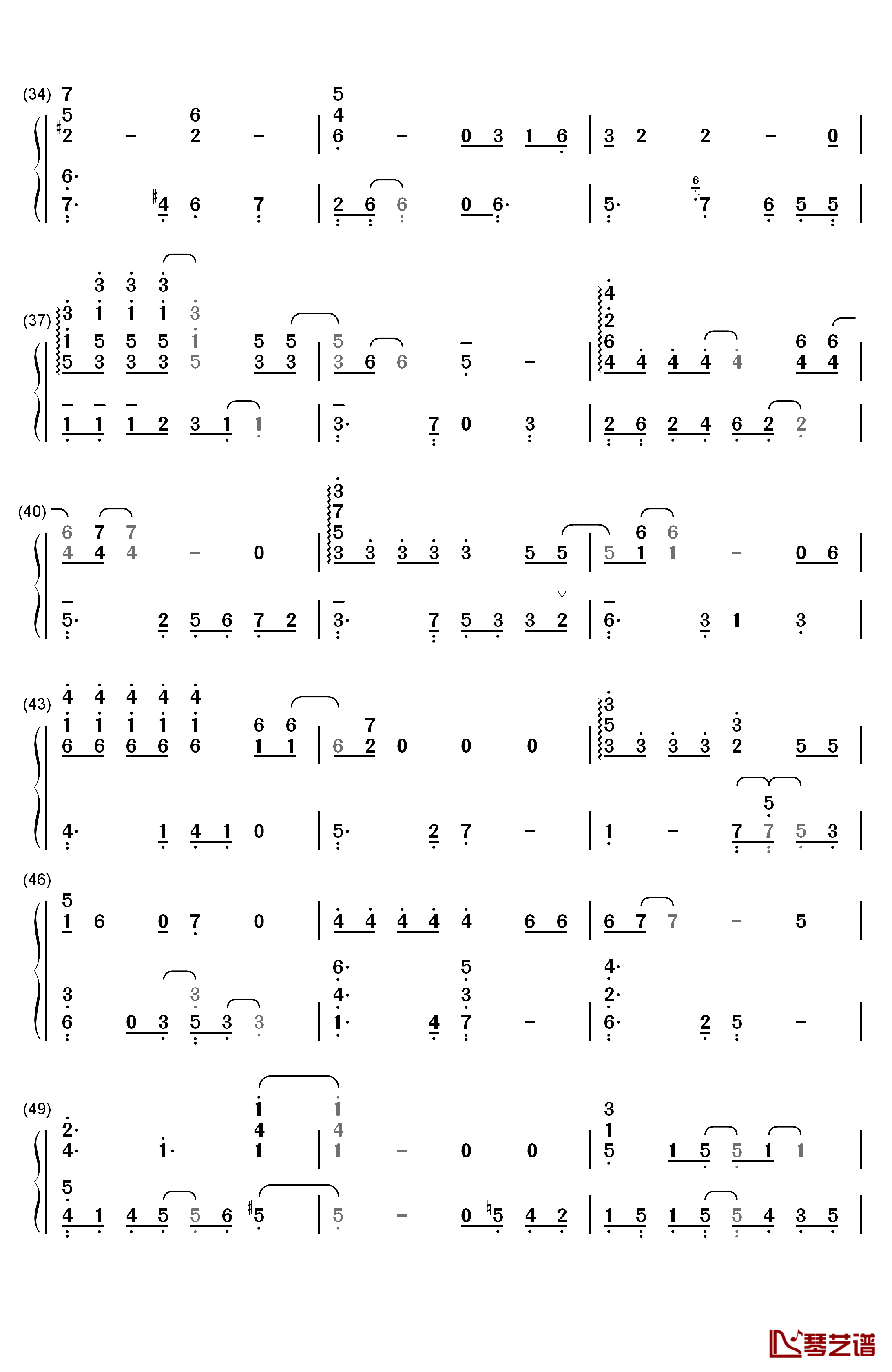 可曾记得爱钢琴简谱-数字双手-饭岛真理3