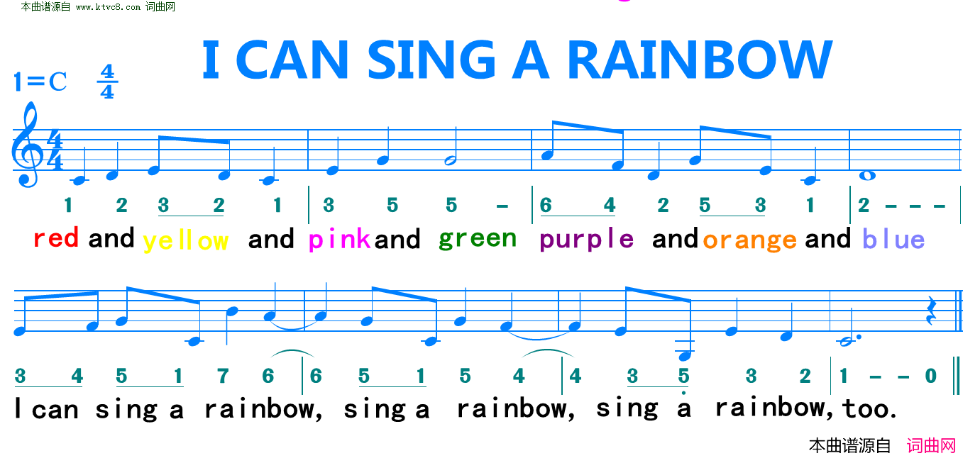 I can sing a rainbow简谱1