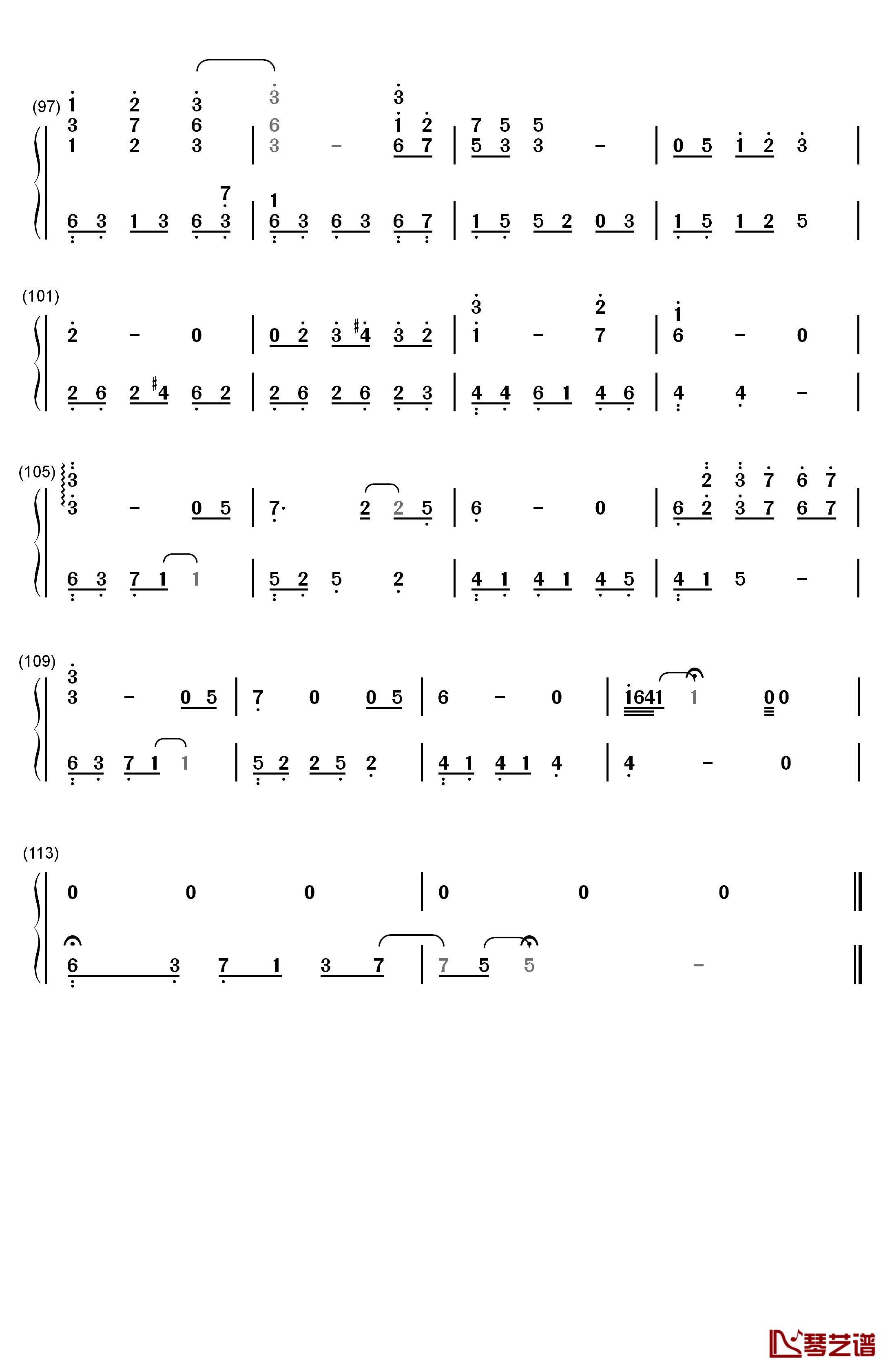 烟雨蒙蒙钢琴简谱-数字双手-赵薇5