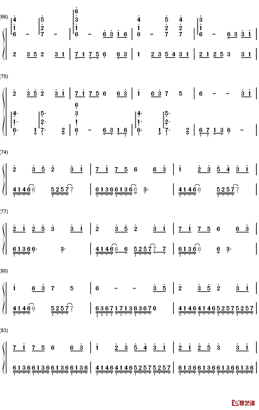 百恋歌钢琴简谱-数字双手-高杉さと美4