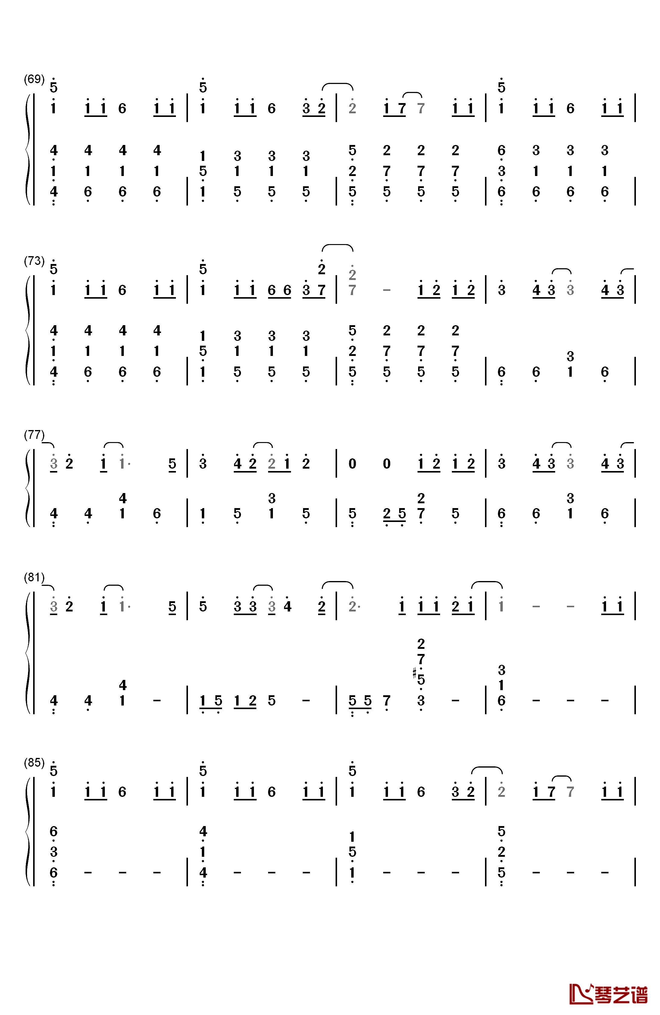 下坠Falling钢琴简谱-数字双手-Corki4