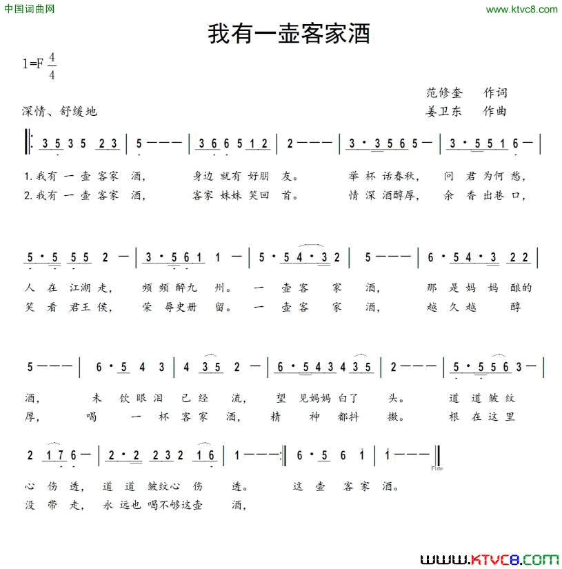 我有一壶客家酒简谱1