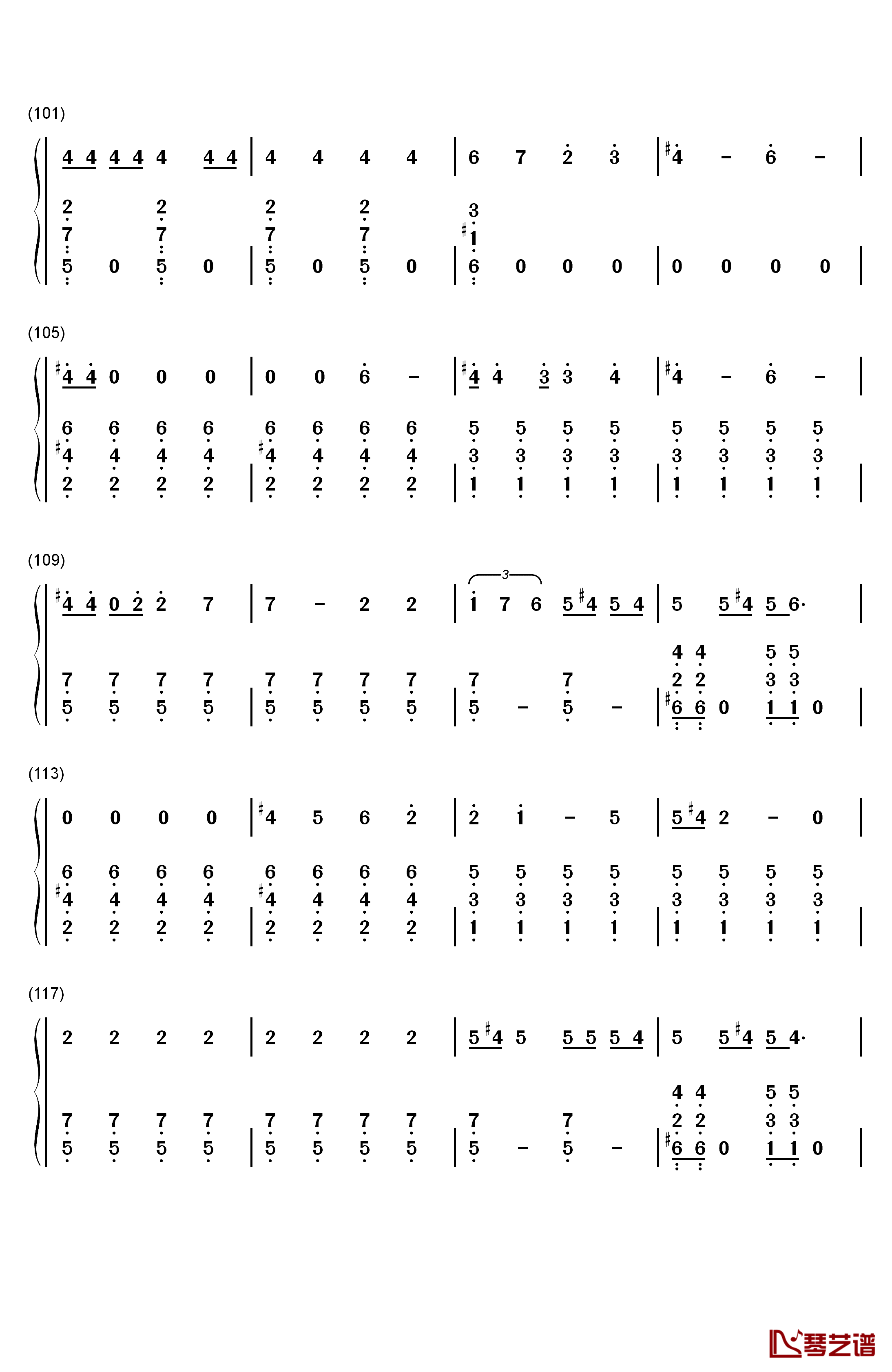 Gorilla钢琴简谱-数字双手-Bruno Mars6