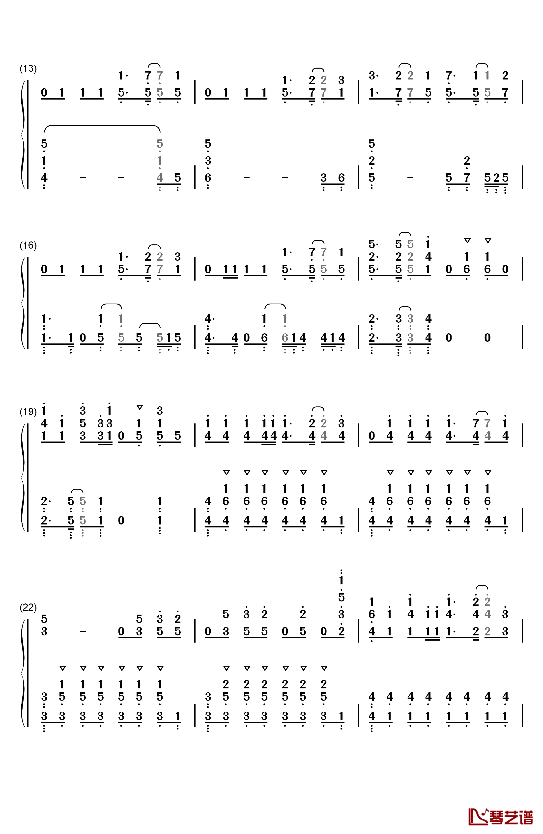 気ままな天使たち钢琴简谱-数字双手-わたてん☆52