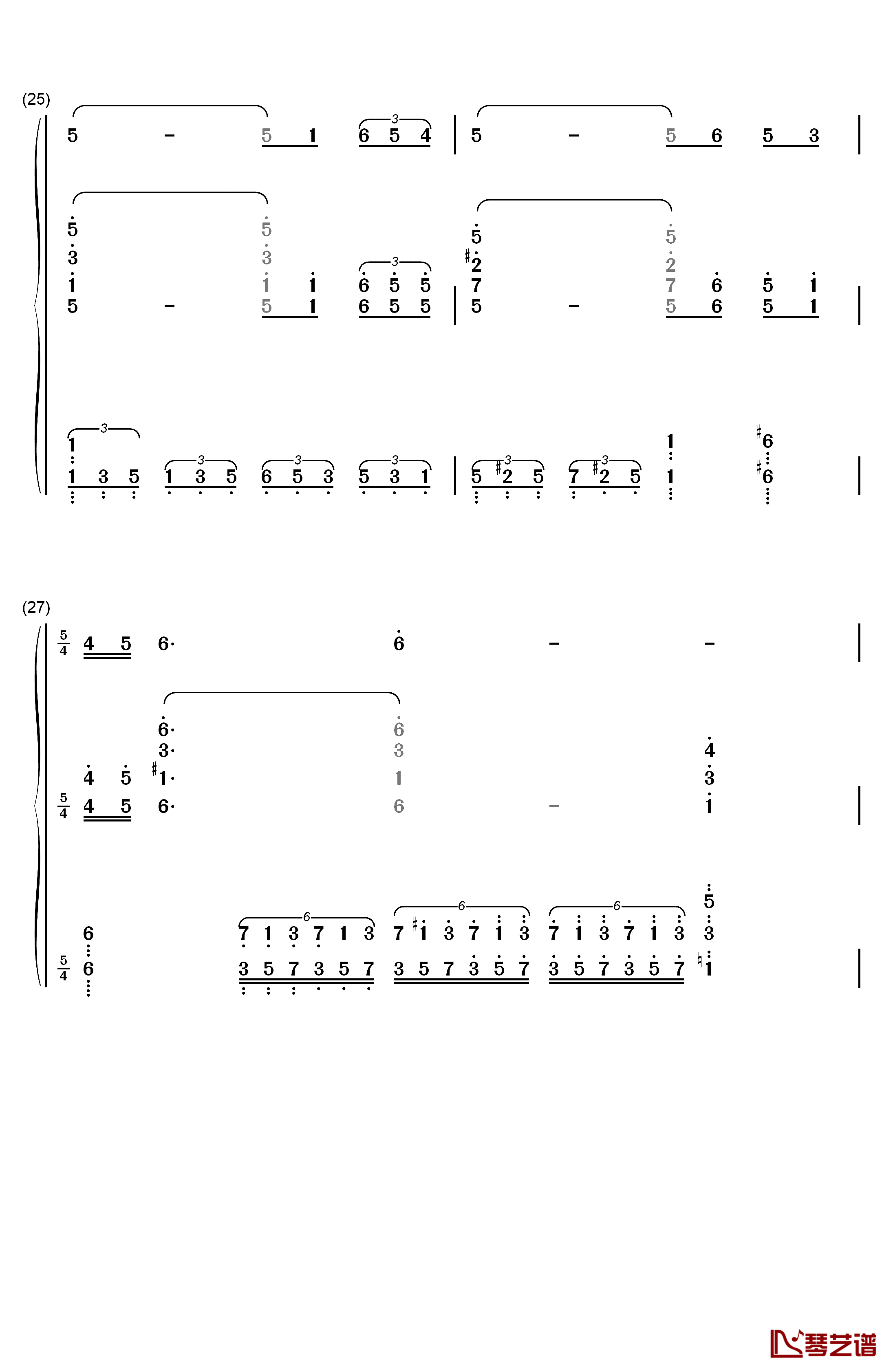 啊中国的土地钢琴简谱-数字双手-钟丽燕6