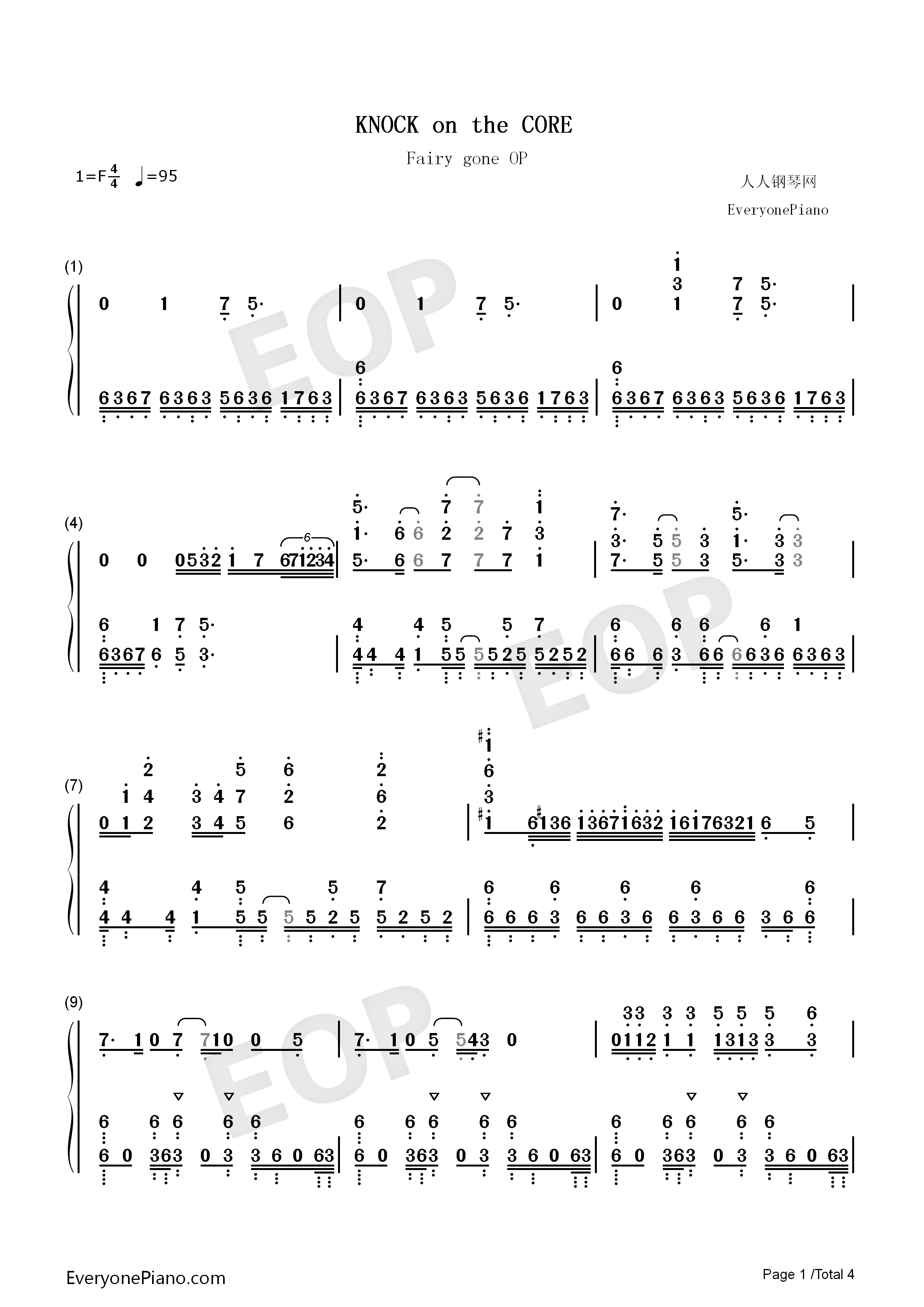 KNOCK on the CORE钢琴简谱-Know-Name演唱1
