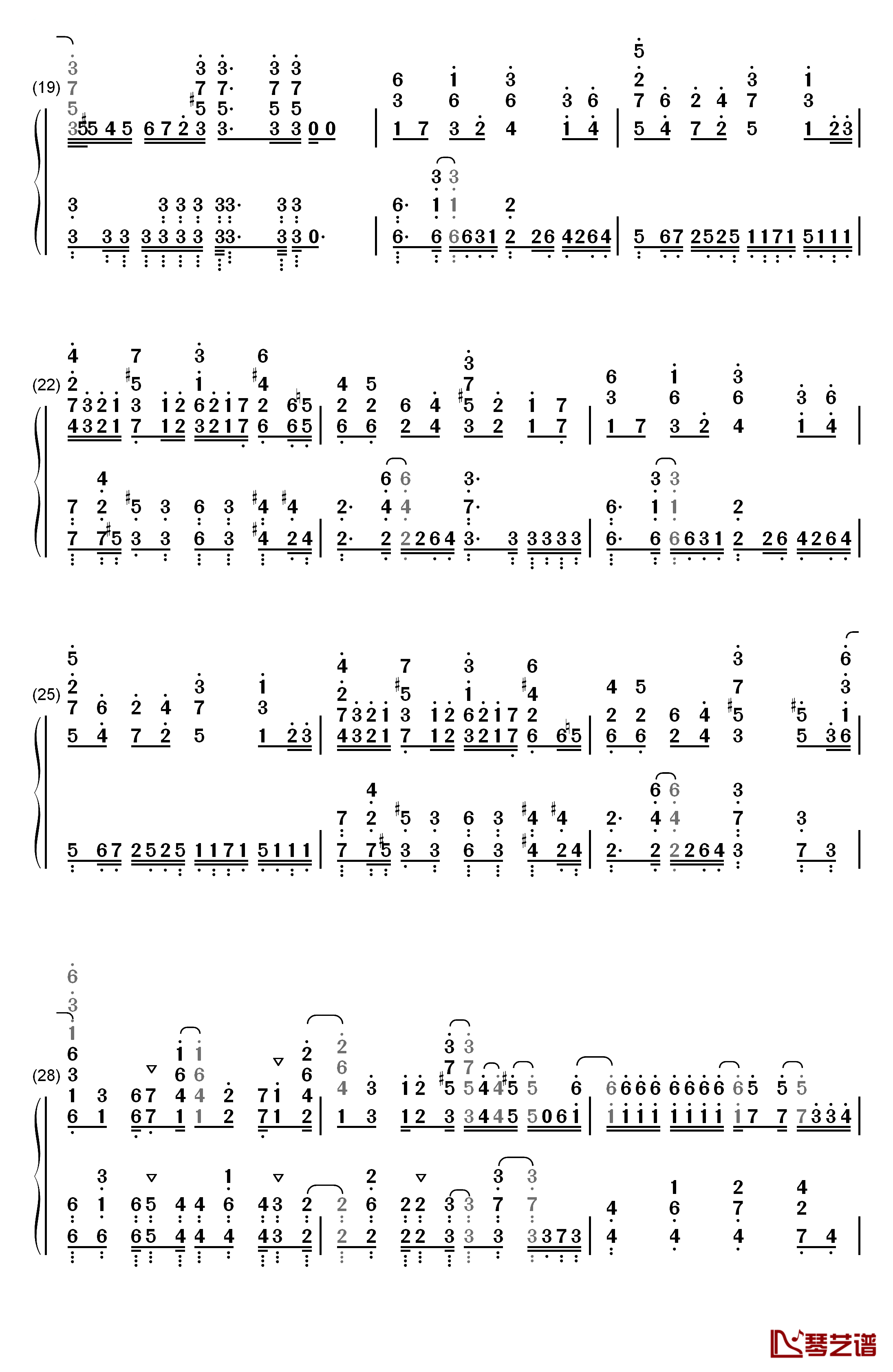 热情のスペクトラム钢琴简谱-数字双手-生物股长3