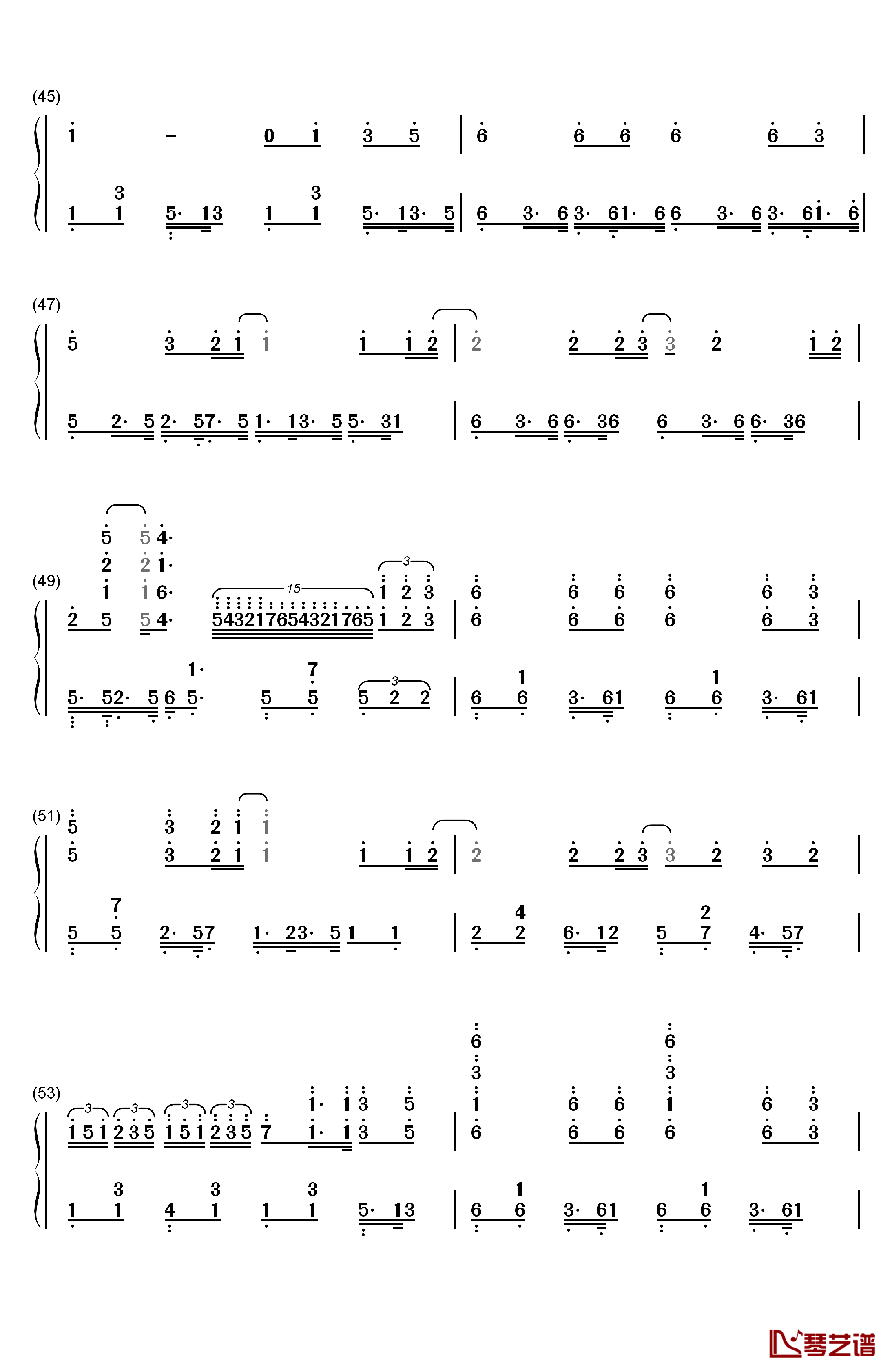 张三的歌钢琴简谱-数字双手-蔡琴5