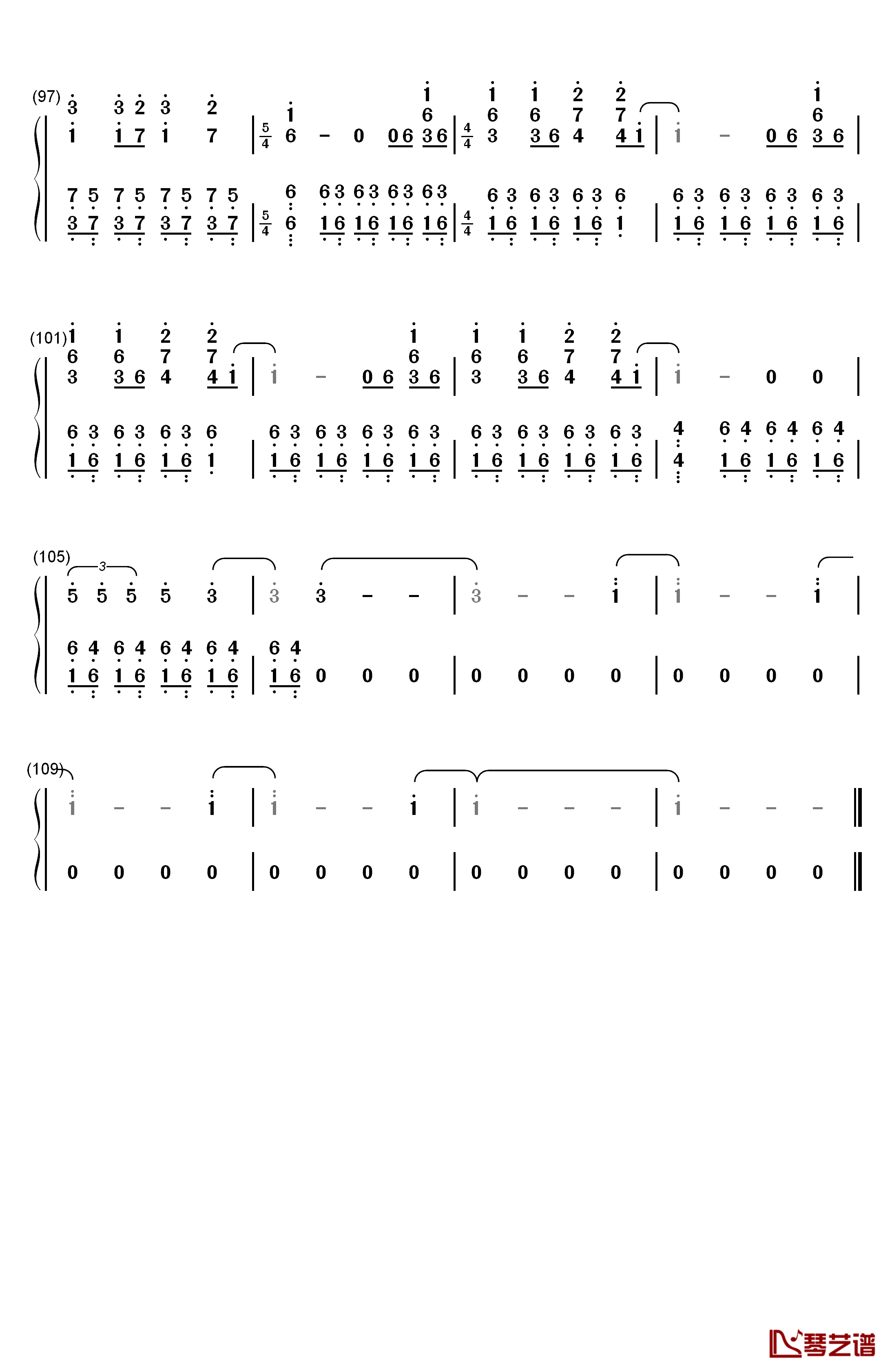 Runaway钢琴简谱-数字双手-Kanye West5