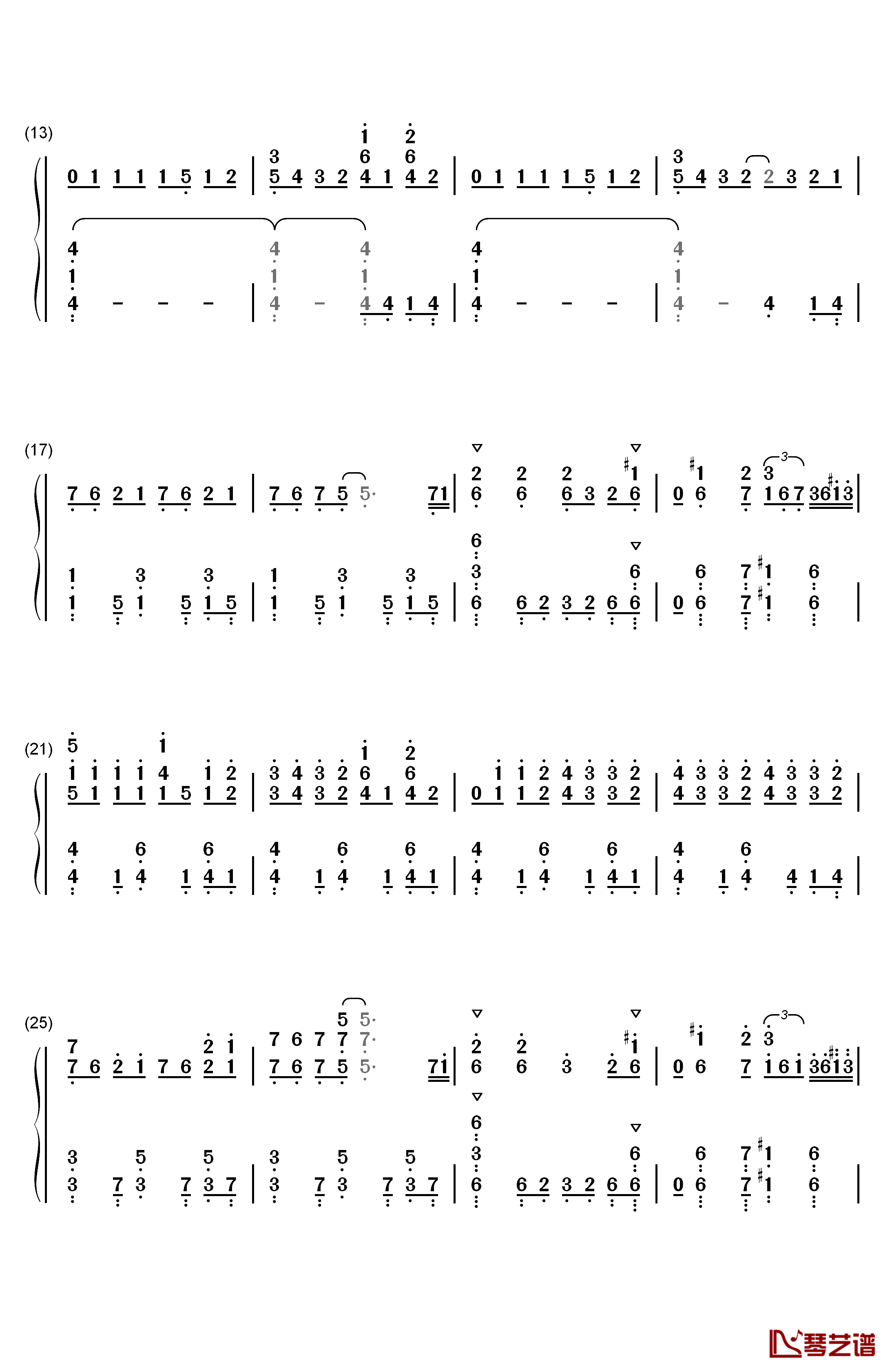 ノーポイッ！钢琴简谱-数字双手-Petit Rabbit's2