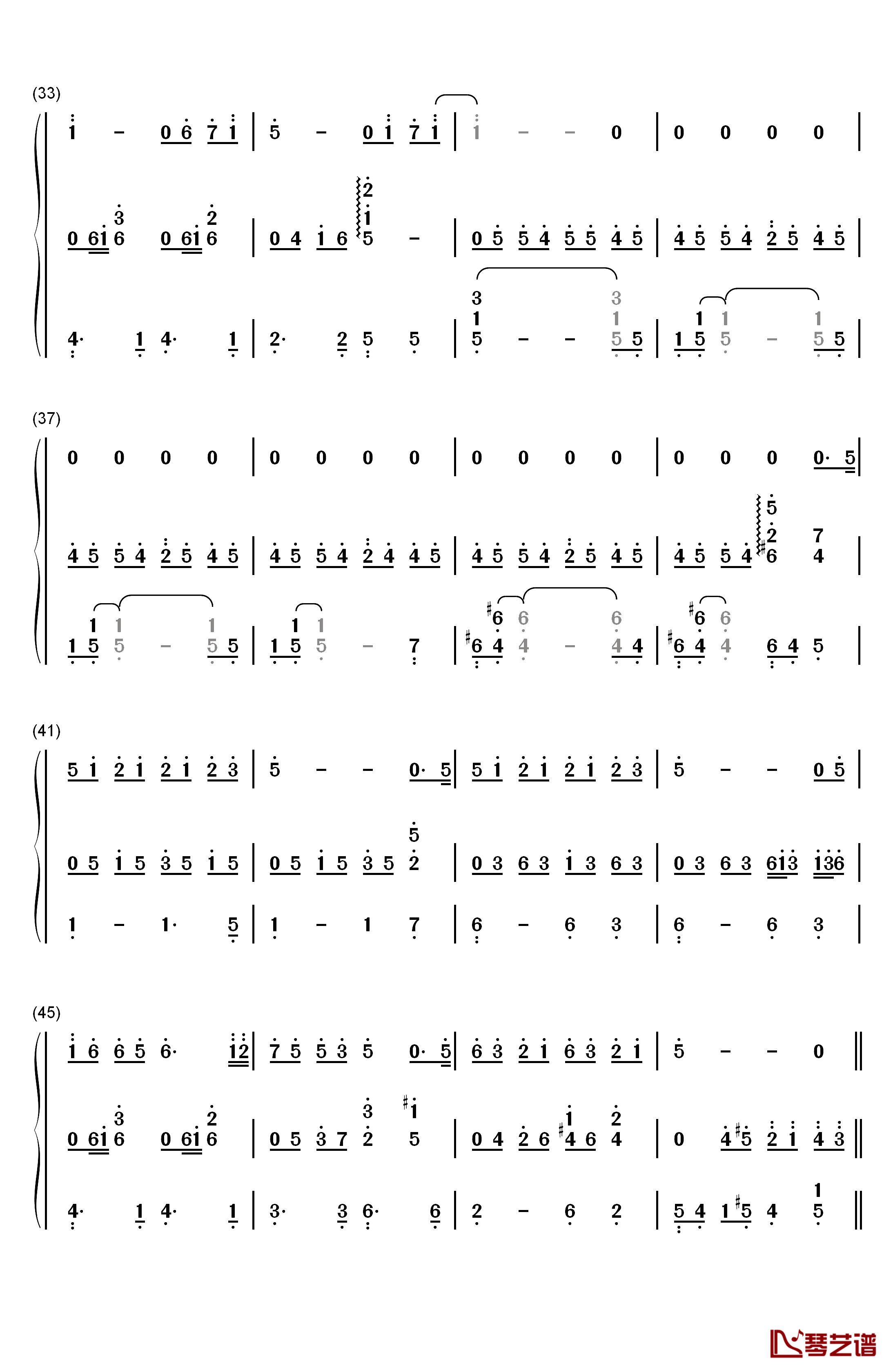 逆光钢琴简谱-数字双手-孙燕姿3