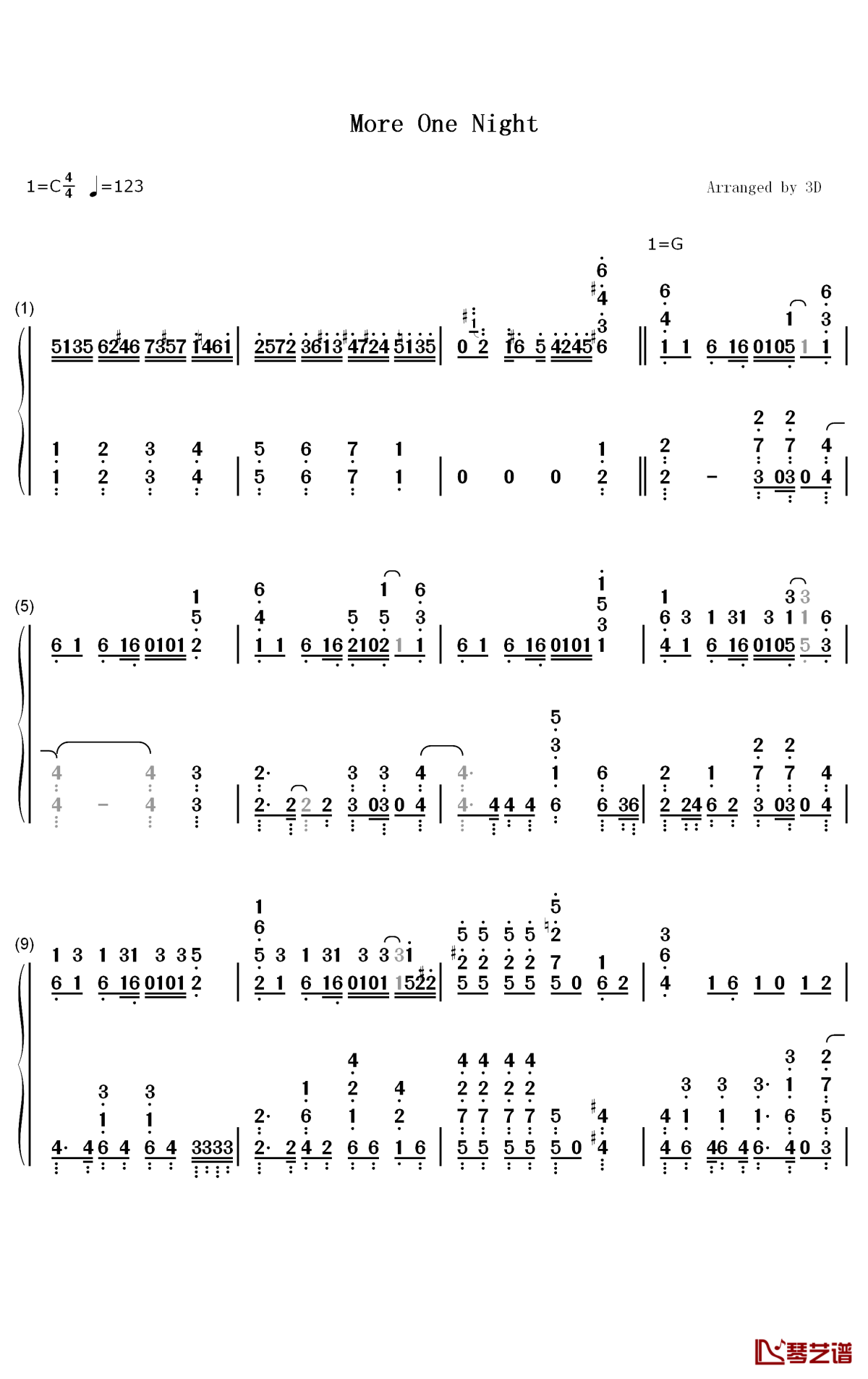 More One Night钢琴简谱-数字双手-水濑祈 久保由利香1