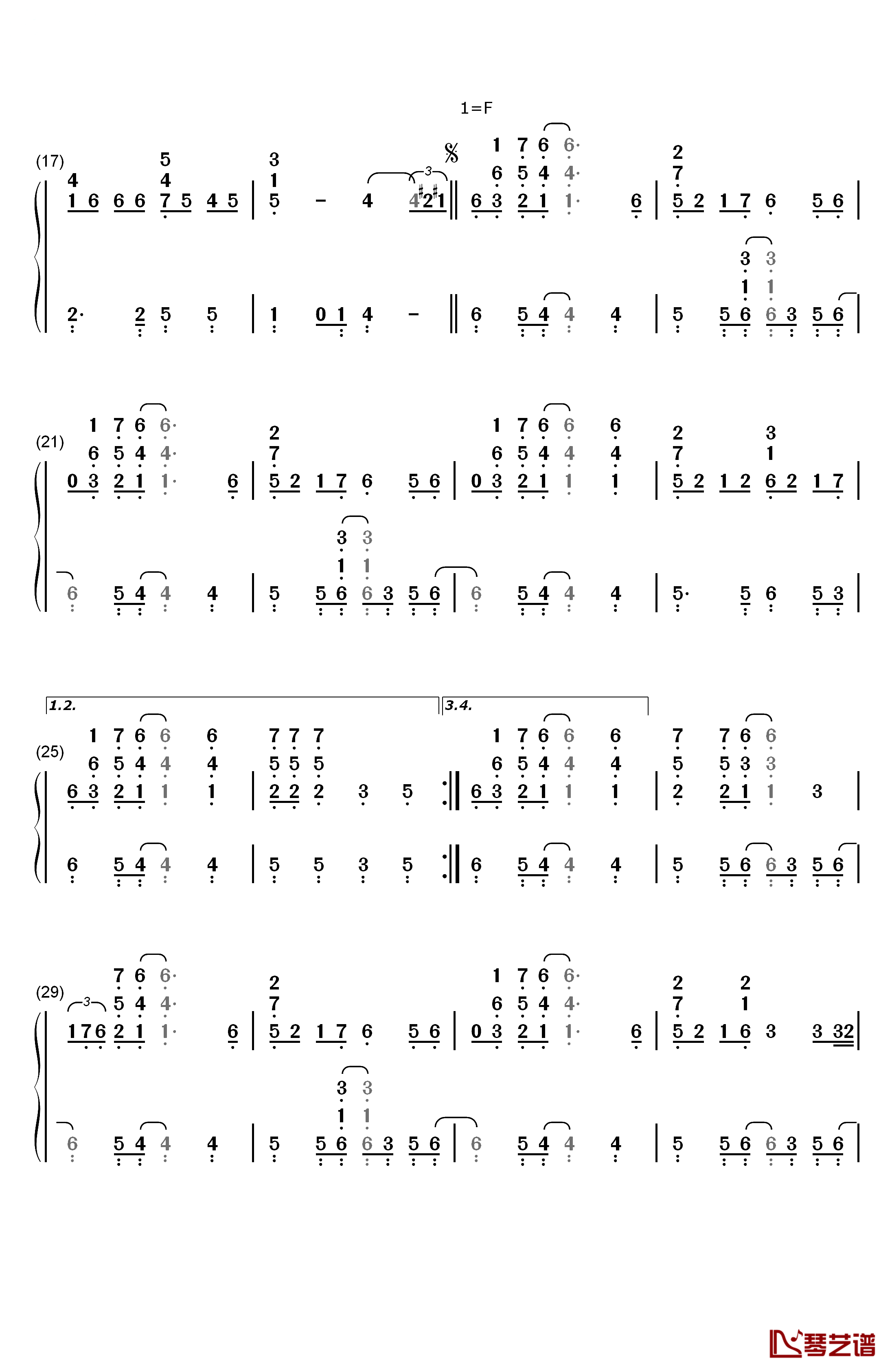 Layla钢琴简谱-数字双手-Eric Clapton2