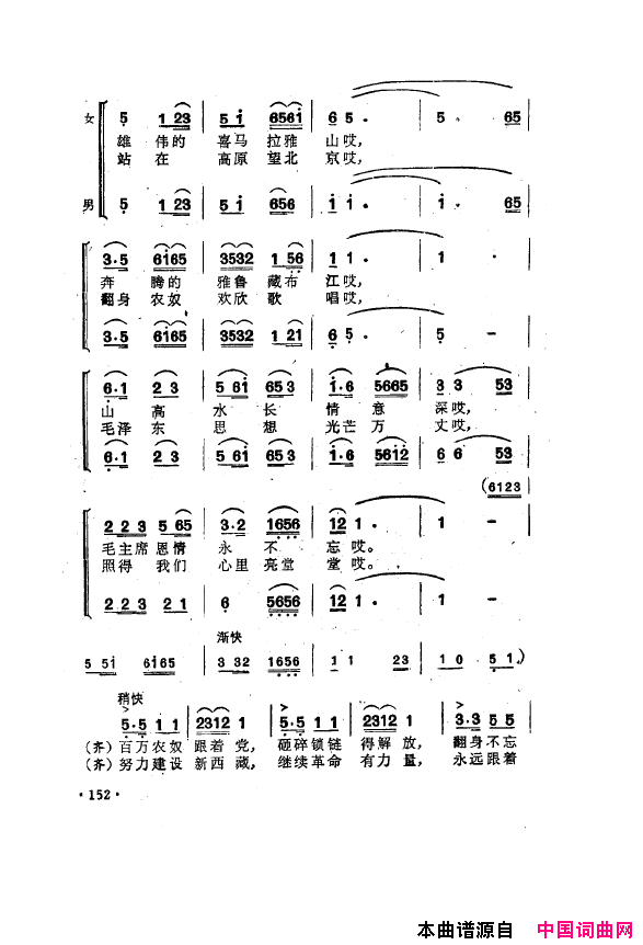 毛泽东之歌-红太阳歌曲集151-200简谱1