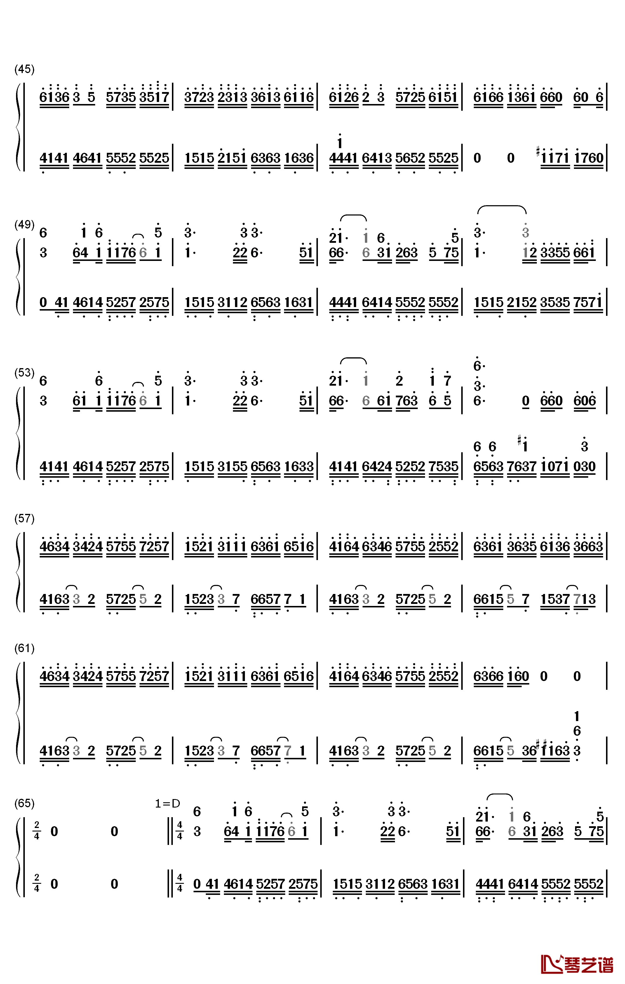 春念钢琴简谱-数字双手-夏小舟3