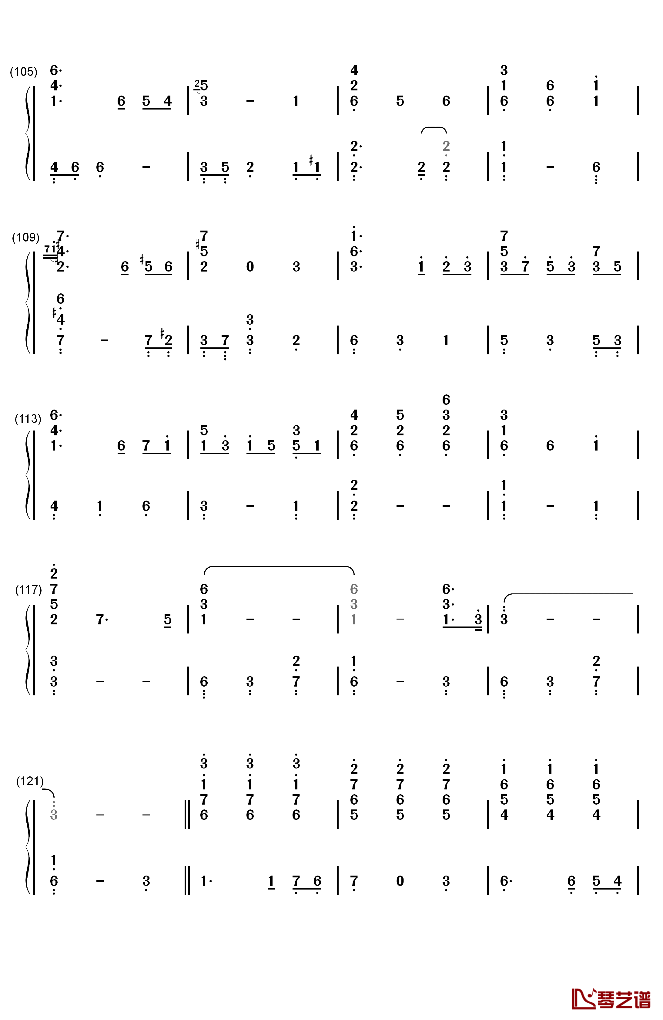 别了夏天钢琴简谱-数字双手-手嶌葵 宫崎骏6