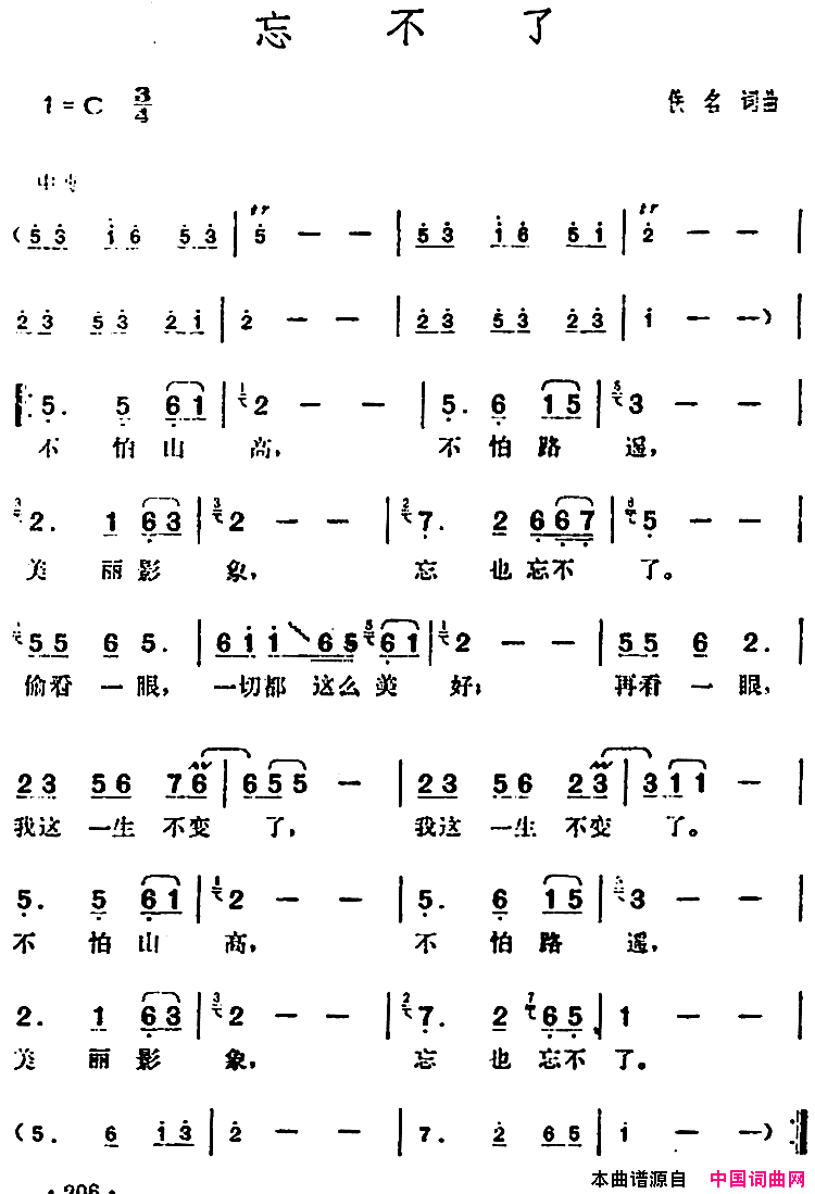 邓丽君演唱金曲：忘不了简谱1