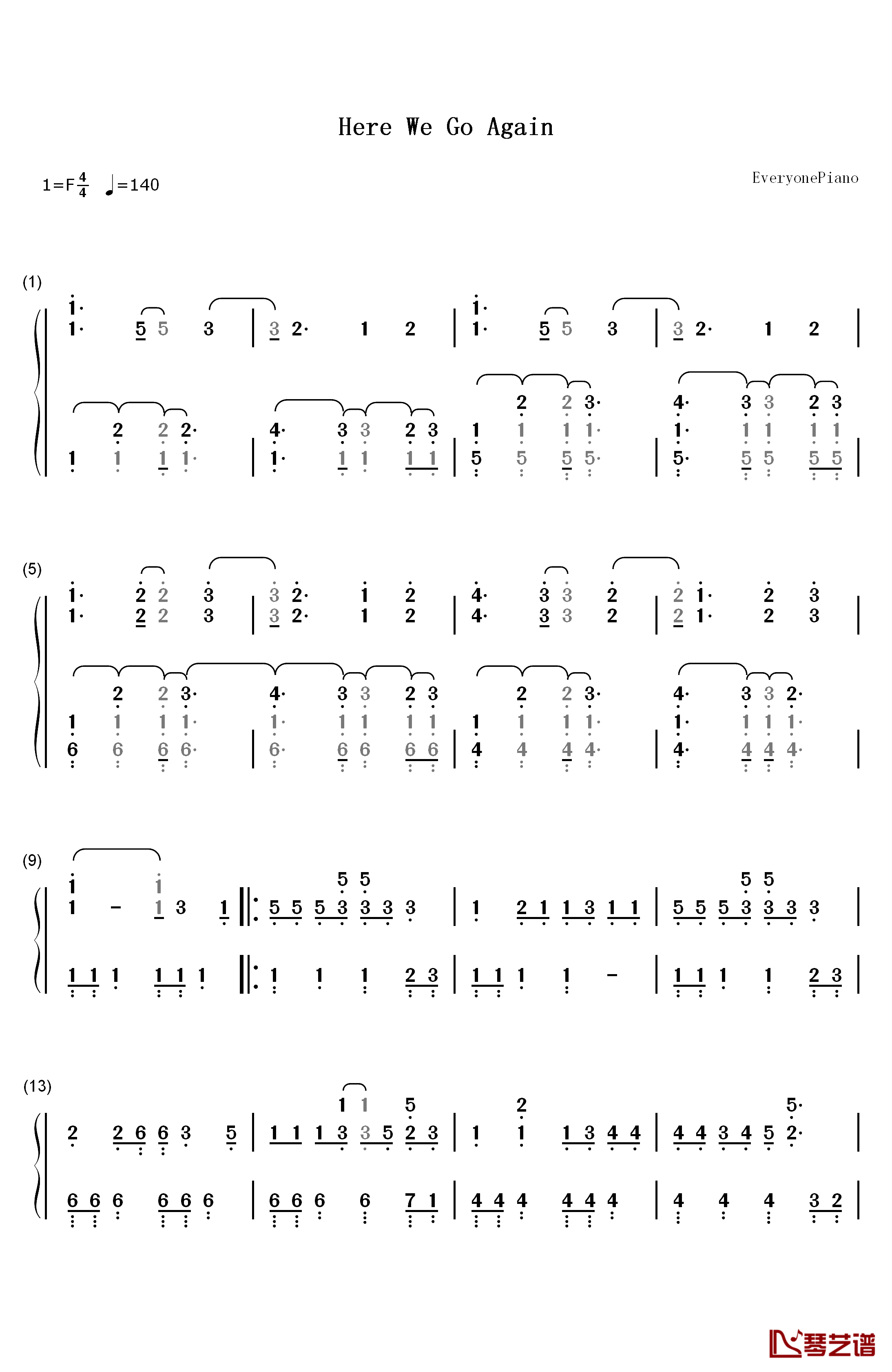 Here We Go Again钢琴简谱-数字双手-Demi Lovato1