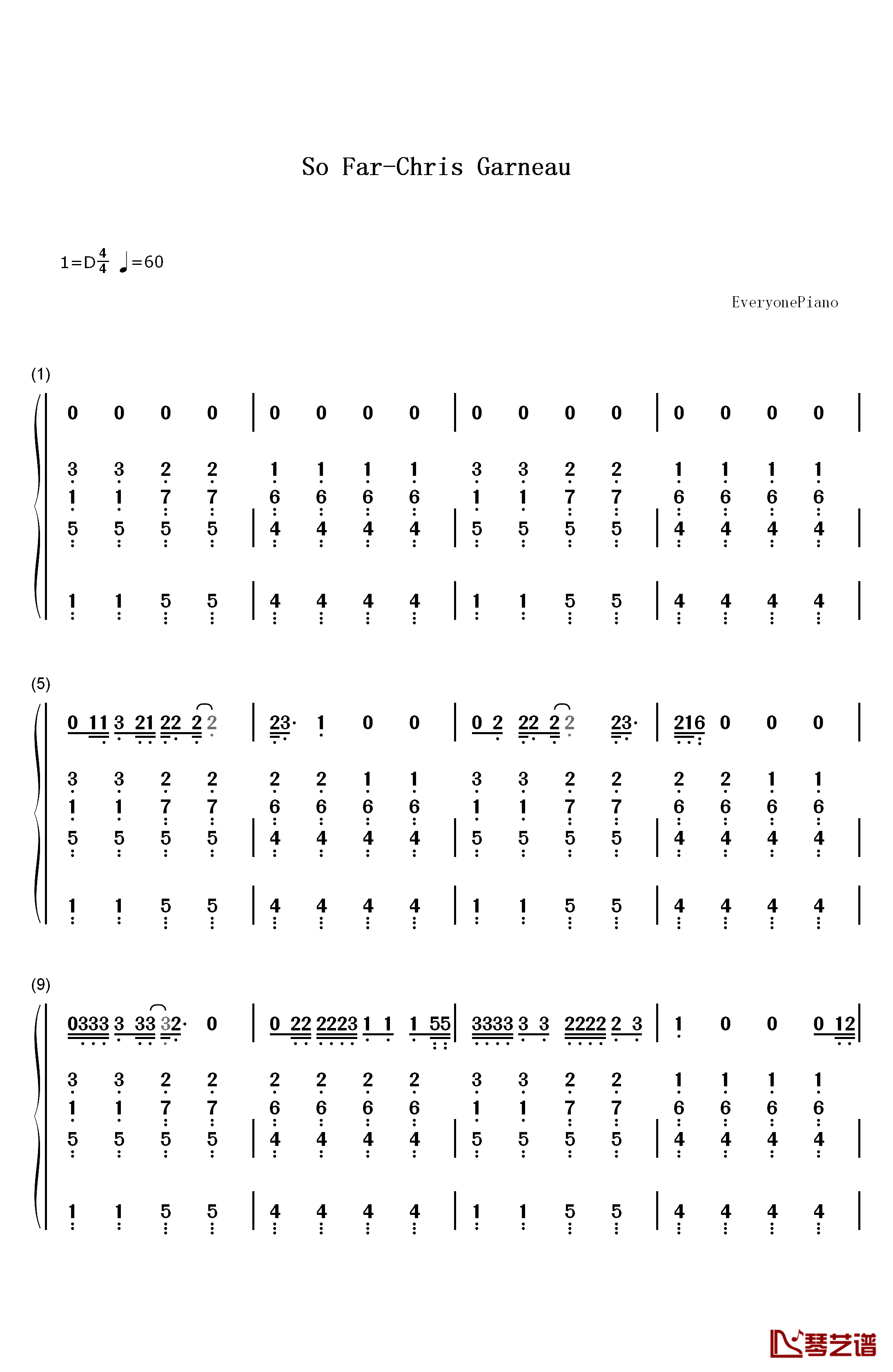 So Far钢琴简谱-数字双手-Chris Garneau1