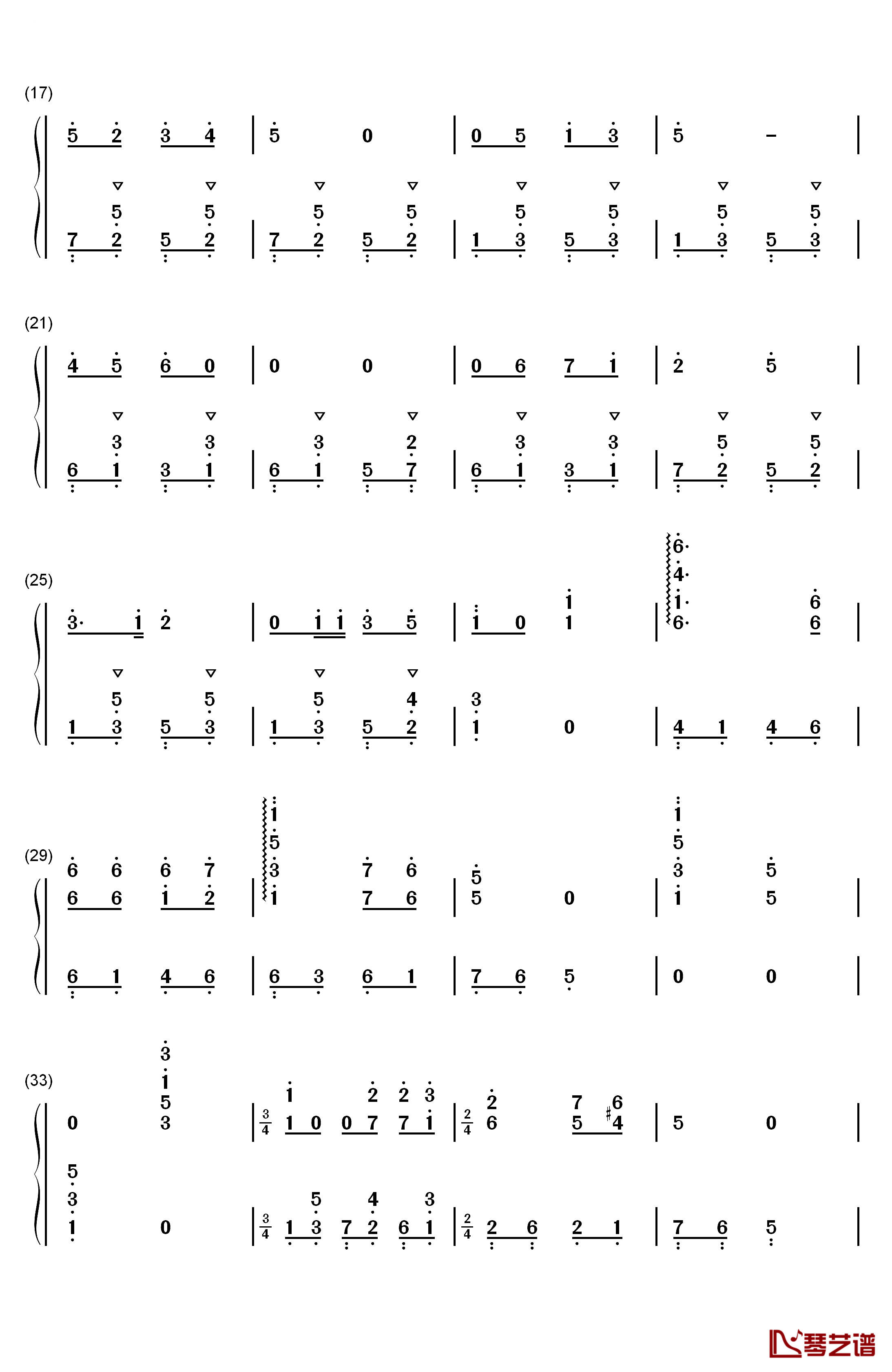 少年，少年，祖国的春天钢琴简谱-数字双手-小蓓蕾组合2