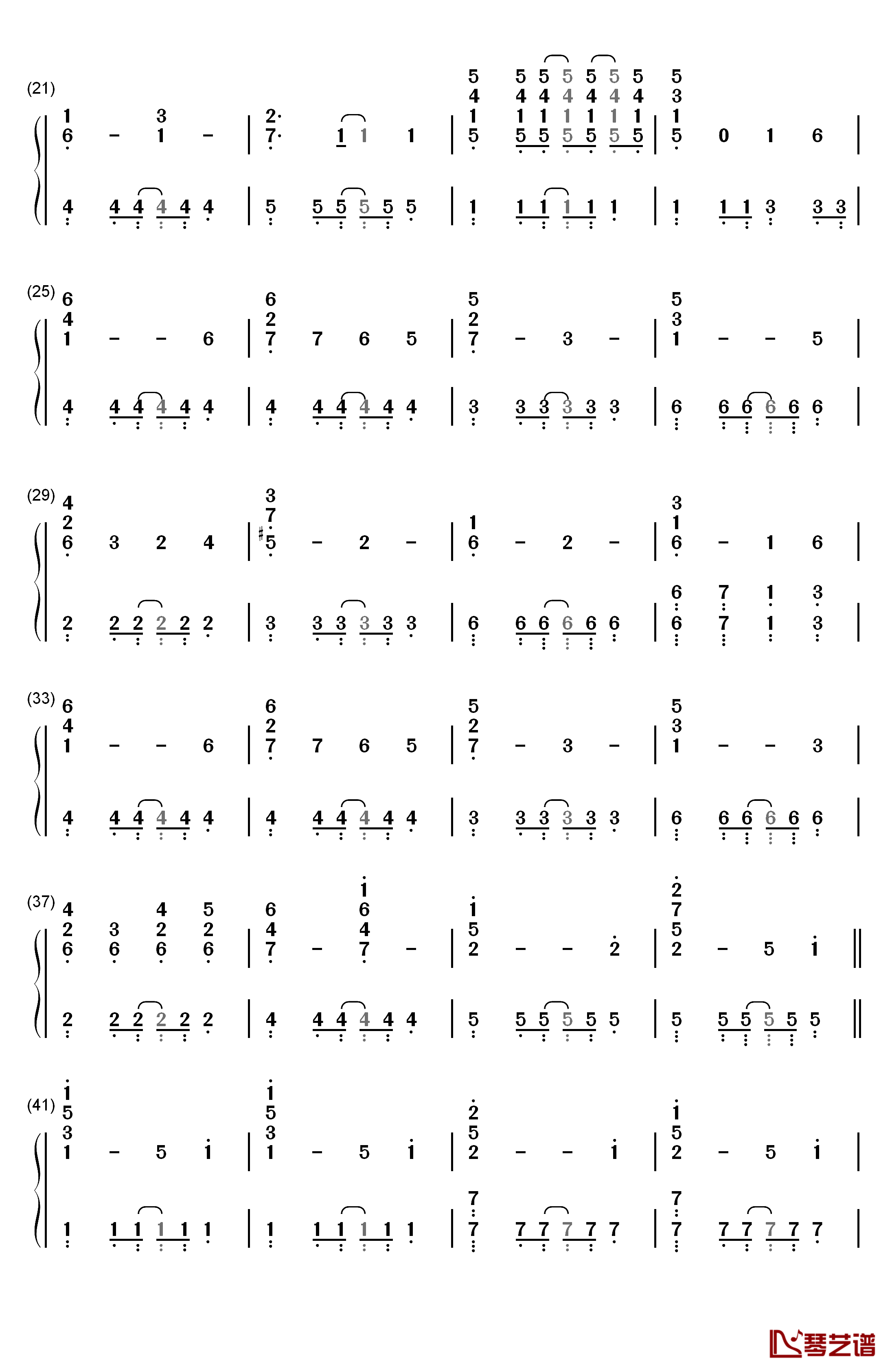 U&I钢琴简谱-数字双手-平泽唯2
