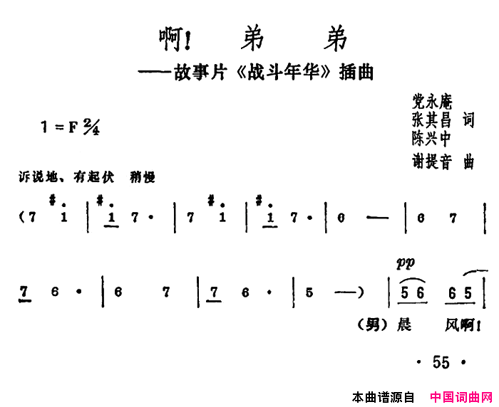 啊！弟弟电影《战斗年华》插曲简谱1