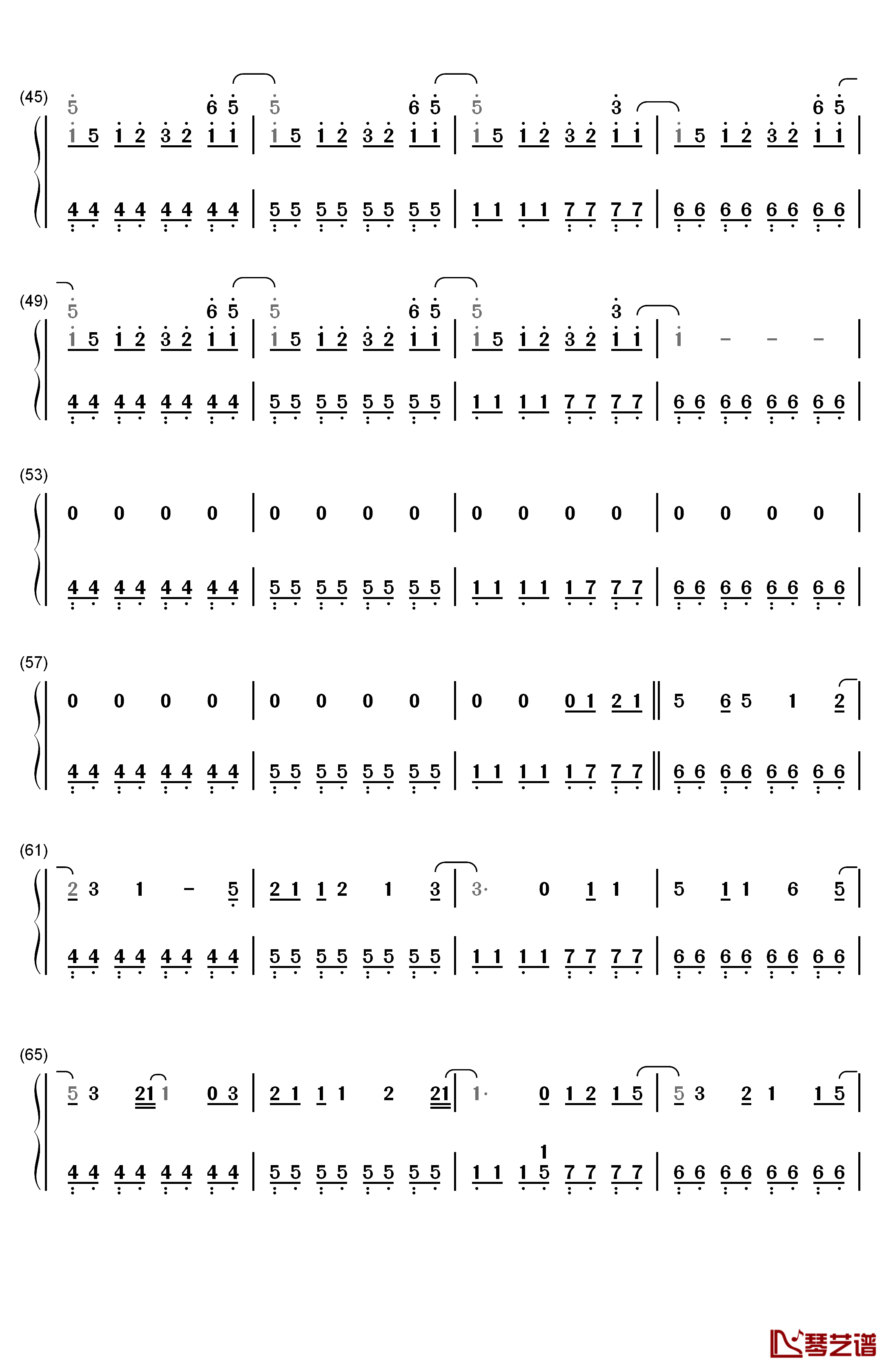明日夜空的巡逻班钢琴简谱-数字双手-IA3