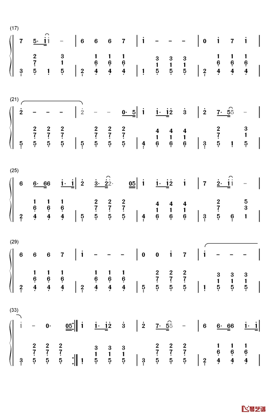左手右手钢琴简谱-数字双手-杨沛宜2