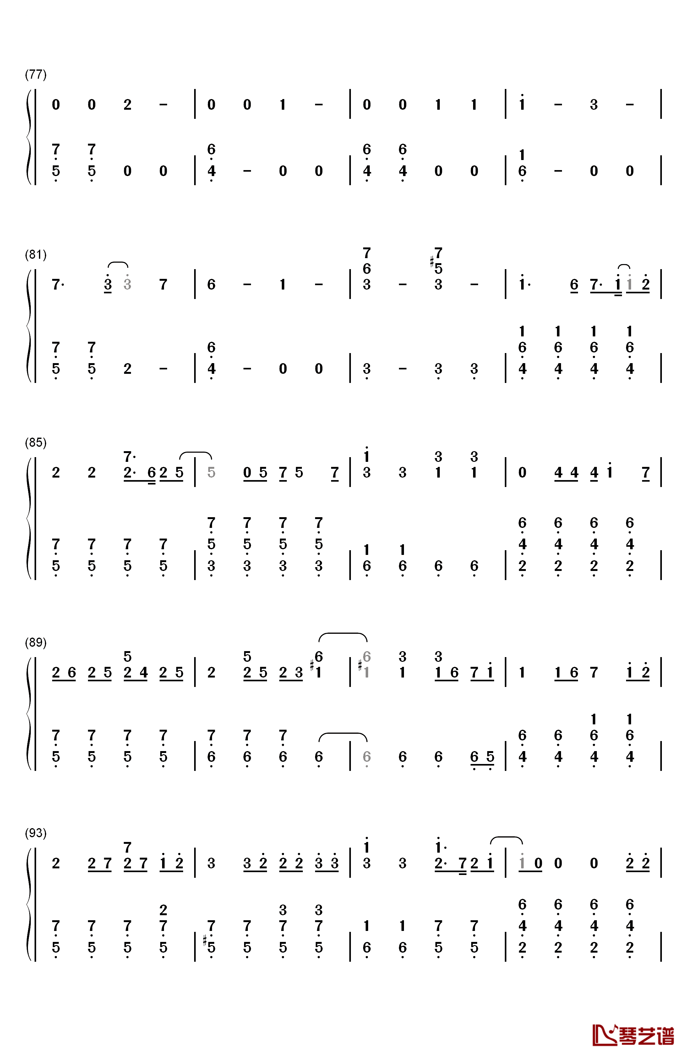 运命のルーレット廻して钢琴简谱-数字双手-ZARD5