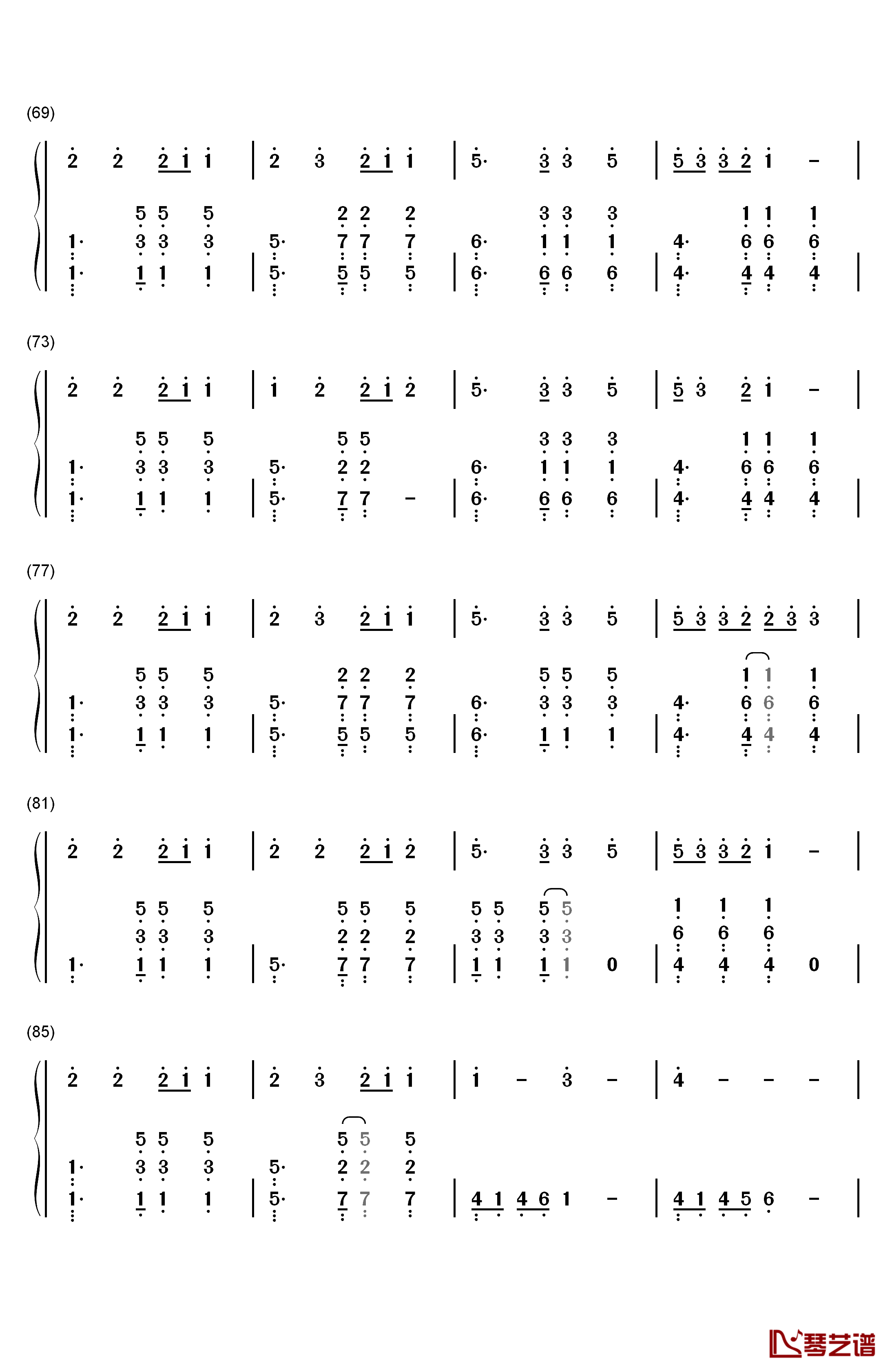 Fly钢琴简谱-数字双手-Avril Lavigne4