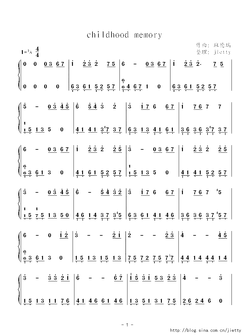班德瑞childhoodmemory简谱简谱-班德瑞演唱-作曲：班得瑞词曲1