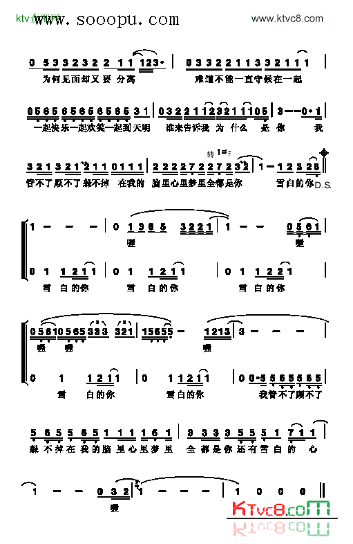 白色恋歌歌曲类简谱简谱-S·H·E演唱1