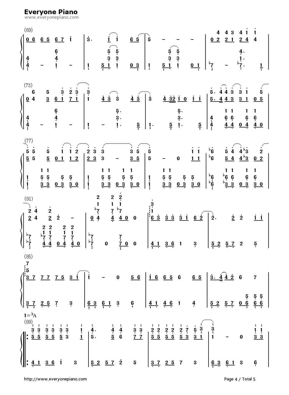 没有什么不同钢琴简谱-数字双手-曲婉婷4