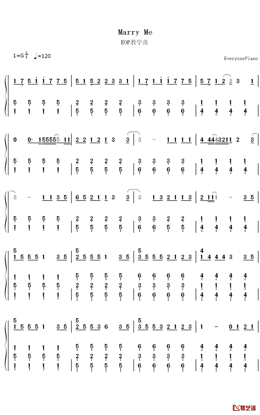 Marry Me钢琴简谱-数字双手-Jason Derulo1
