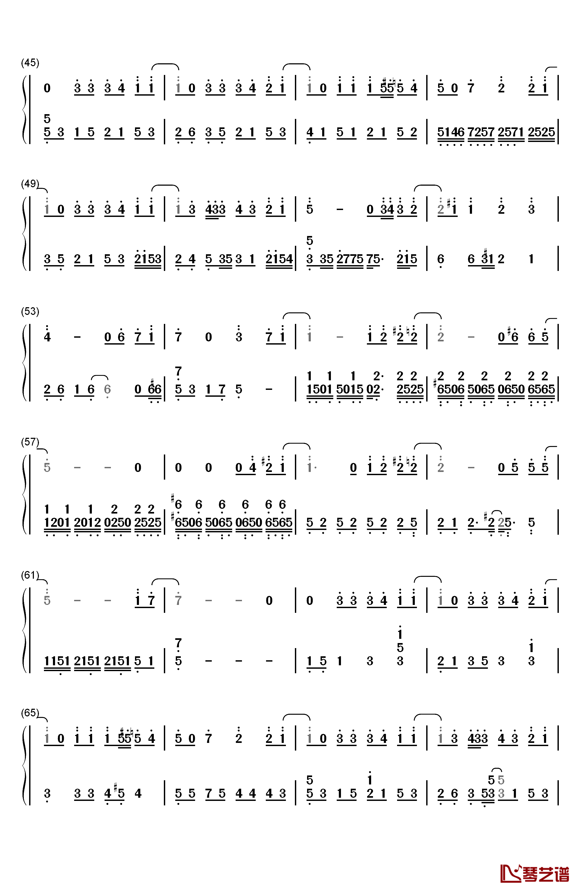 不说再见钢琴简谱-数字双手-S.H.E3