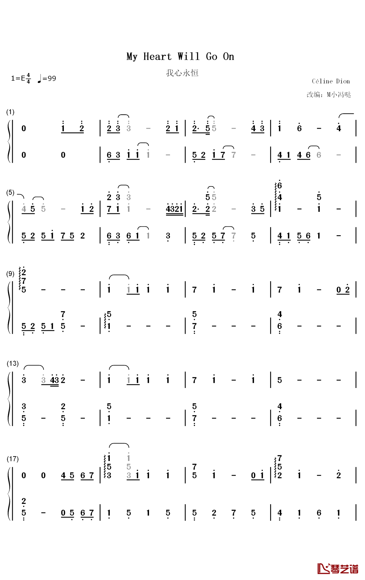 My Heart Will Go On钢琴简谱-数字双手-Celine Dion1